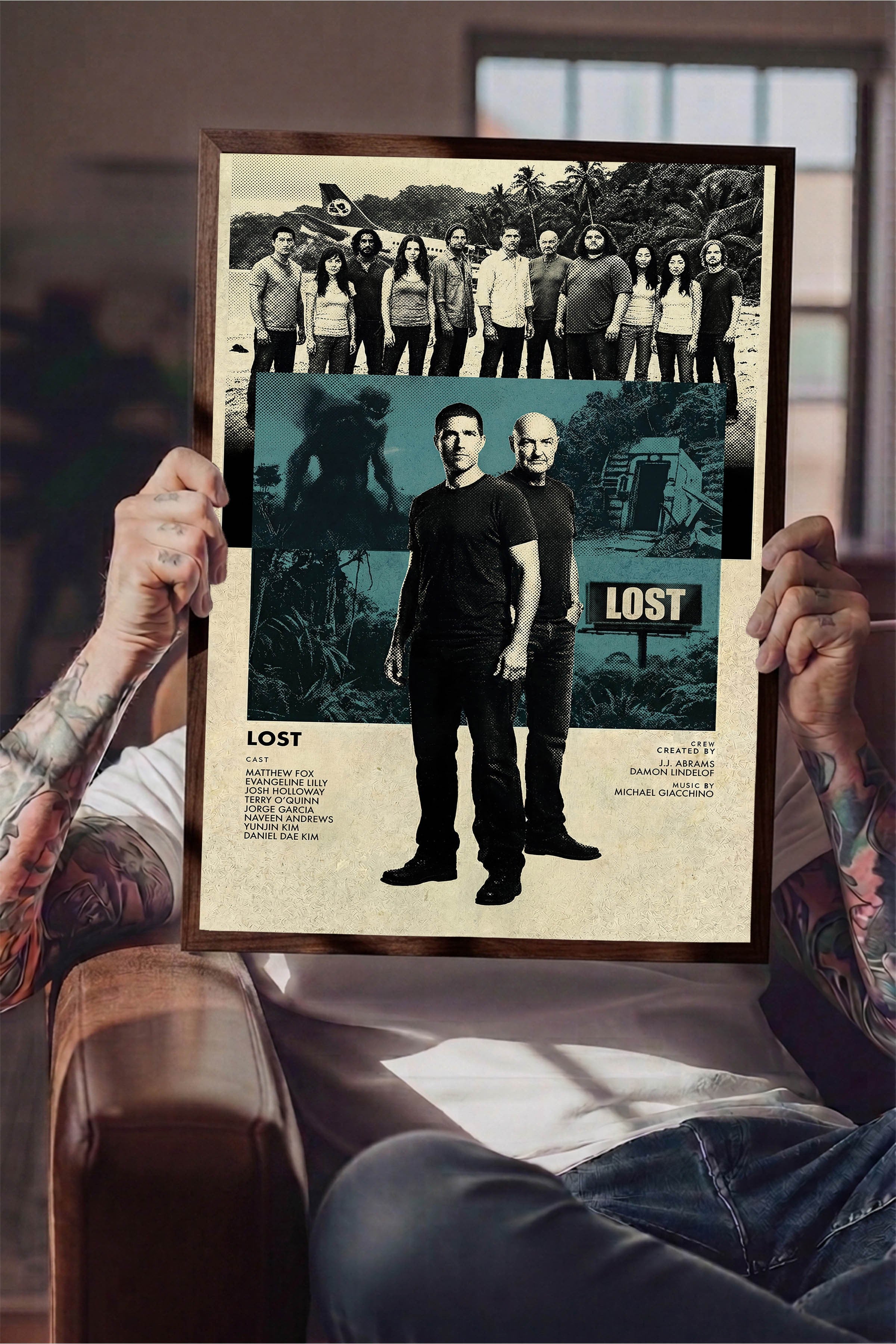Lost Kahverengi Çerçeveli Poster, Sinema ve Dizi Tablo, Film Dizi Afişleri NO:112774