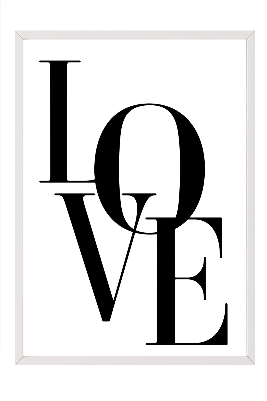 LOVE Tipografi Tasarımı Comfort Serisi Poster – Beyaz Çerçeveli Tablo