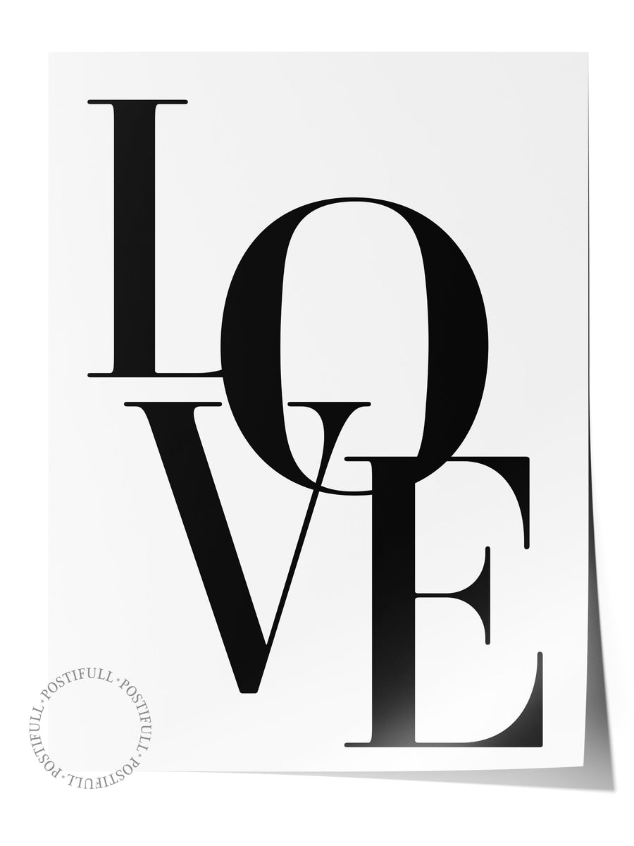 LOVE Tipografi Tasarımı Comfort Serisi Çerçevesiz Poster