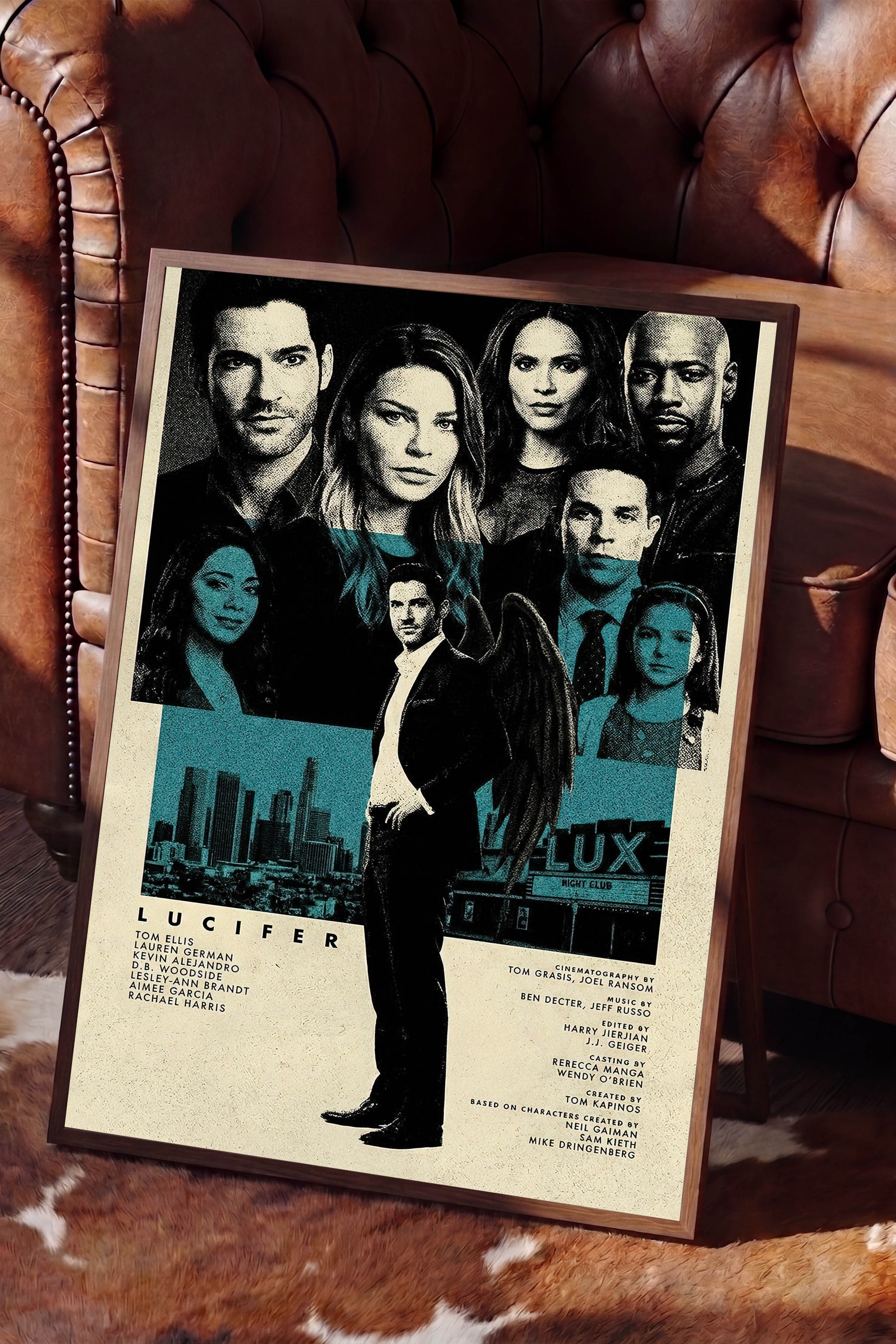 Lucifer Kahverengi Çerçeveli Poster, Sinema ve Dizi Tablo, Film Dizi Afişleri NO:112801
