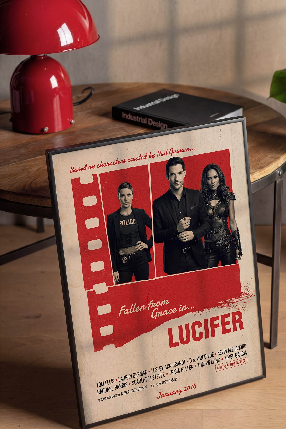 Lucifer Siyah Çerçeveli Poster, Sinema ve Dizi Tablo, Film Dizi Afişleri NO:112877