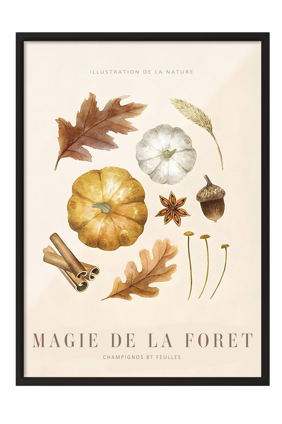 Farklı Tonlarda MAGIE DE LA FORET Poster – Siyah Çerçeveli Tablo
