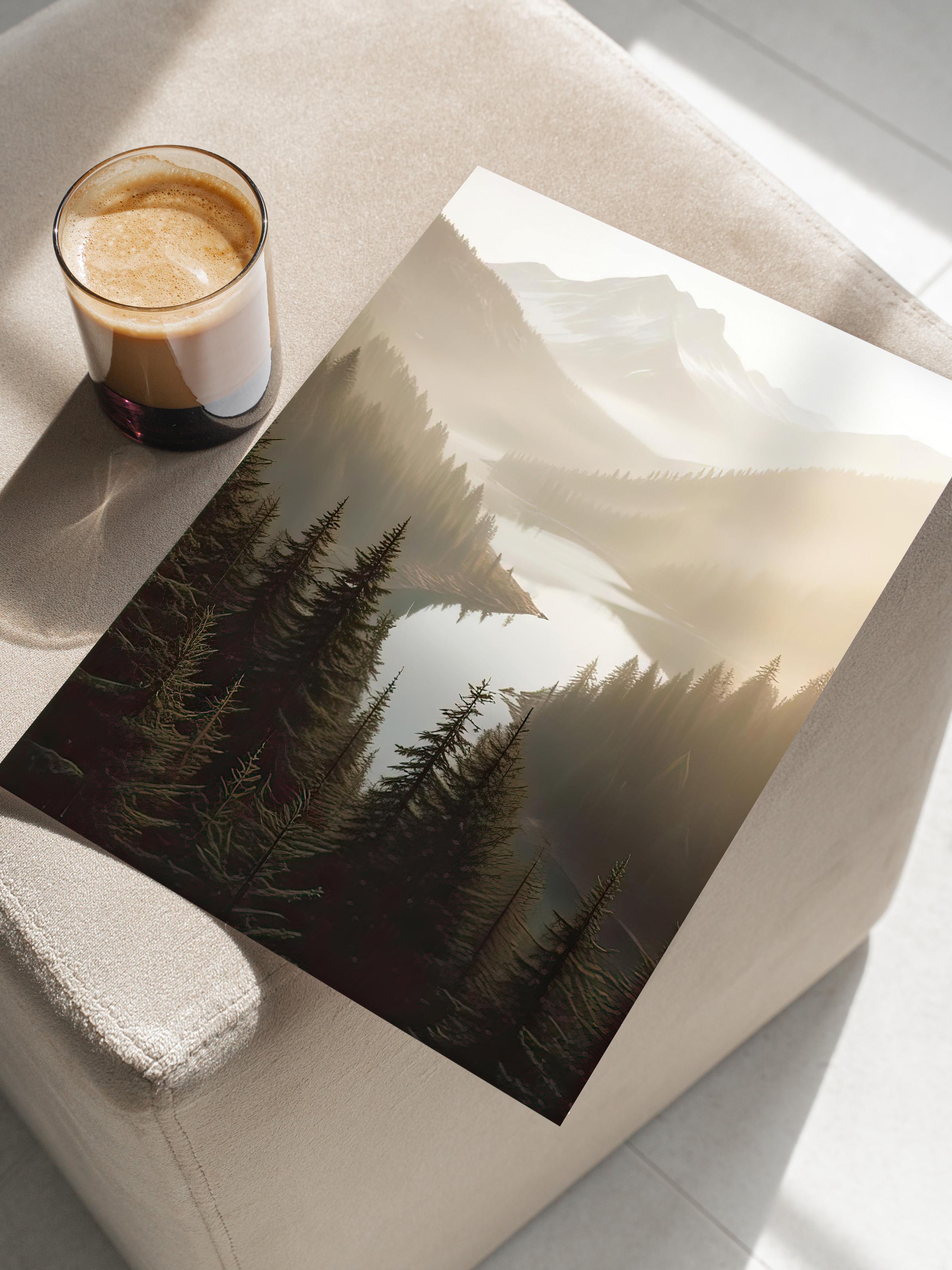 Magical Lake Poster, Çerçevesiz Duvar Posteri, Dikey Duvar Tablosu Comfort Serisi NO:108297