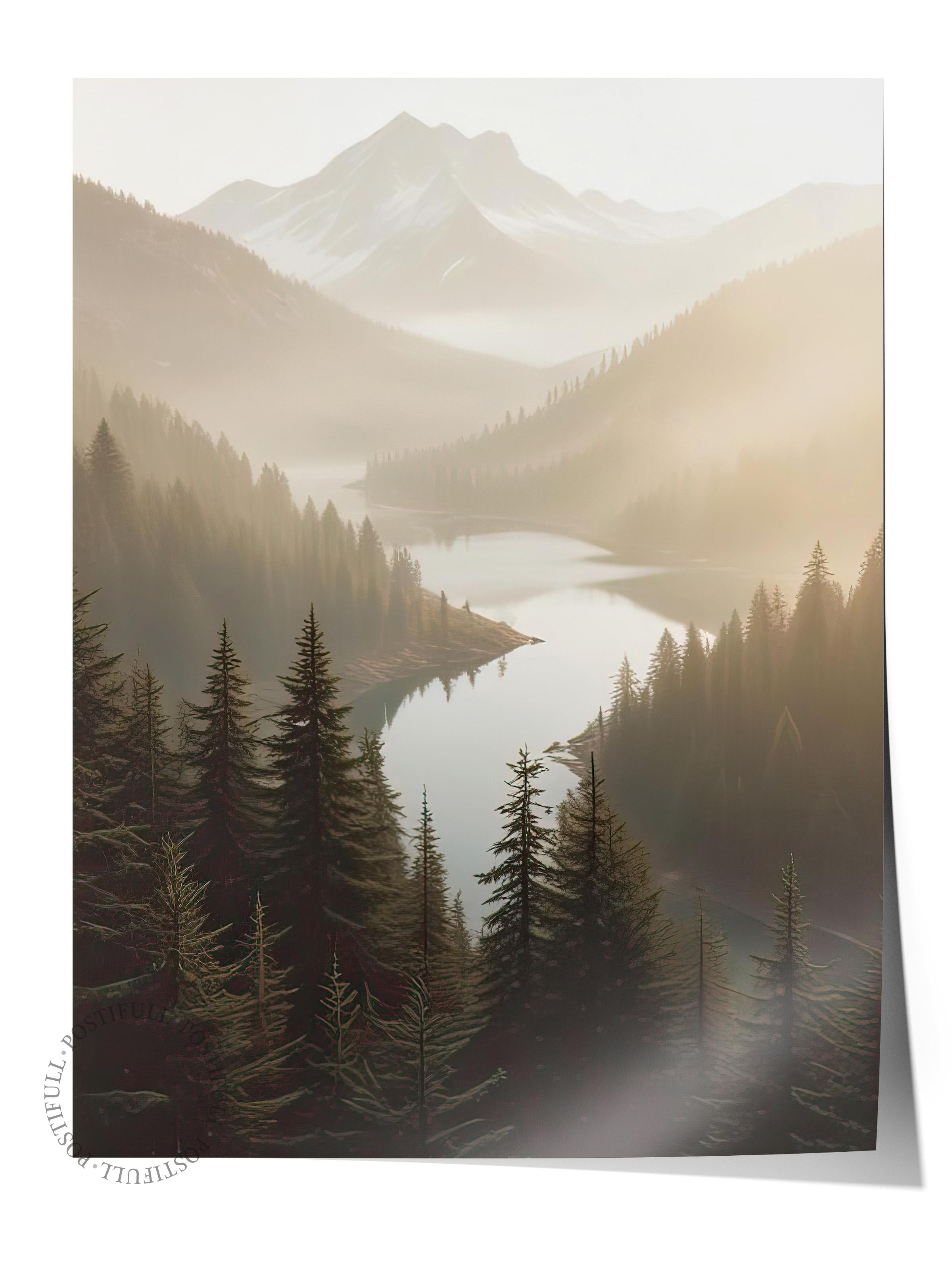 Magical Lake Poster, Çerçevesiz Duvar Posteri, Dikey Duvar Tablosu Comfort Serisi NO:108297