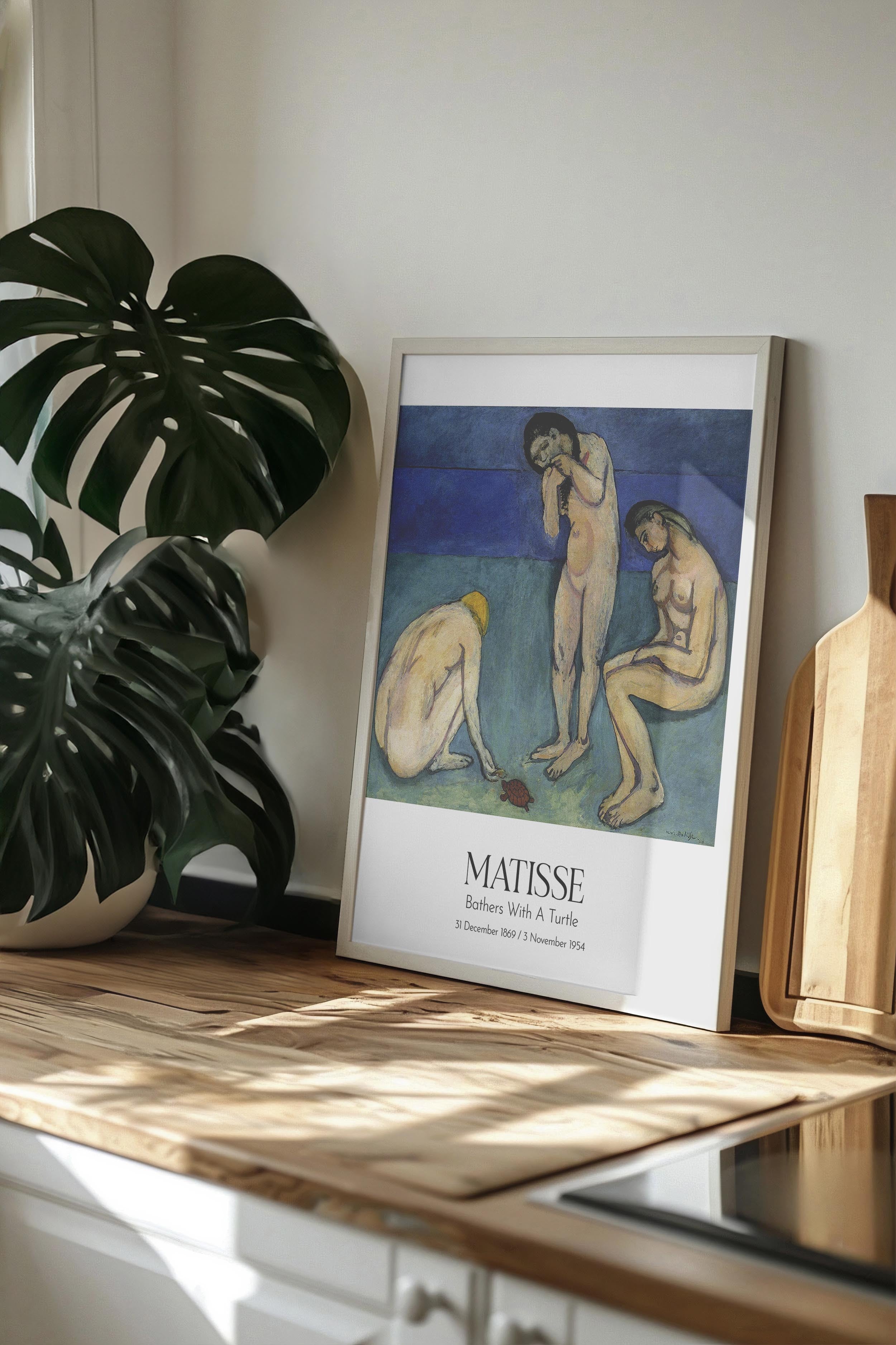 Matisse - Bathers With A Turtle, Beyaz Çerçeveli Tablo, Sanat Serisi NO:112298