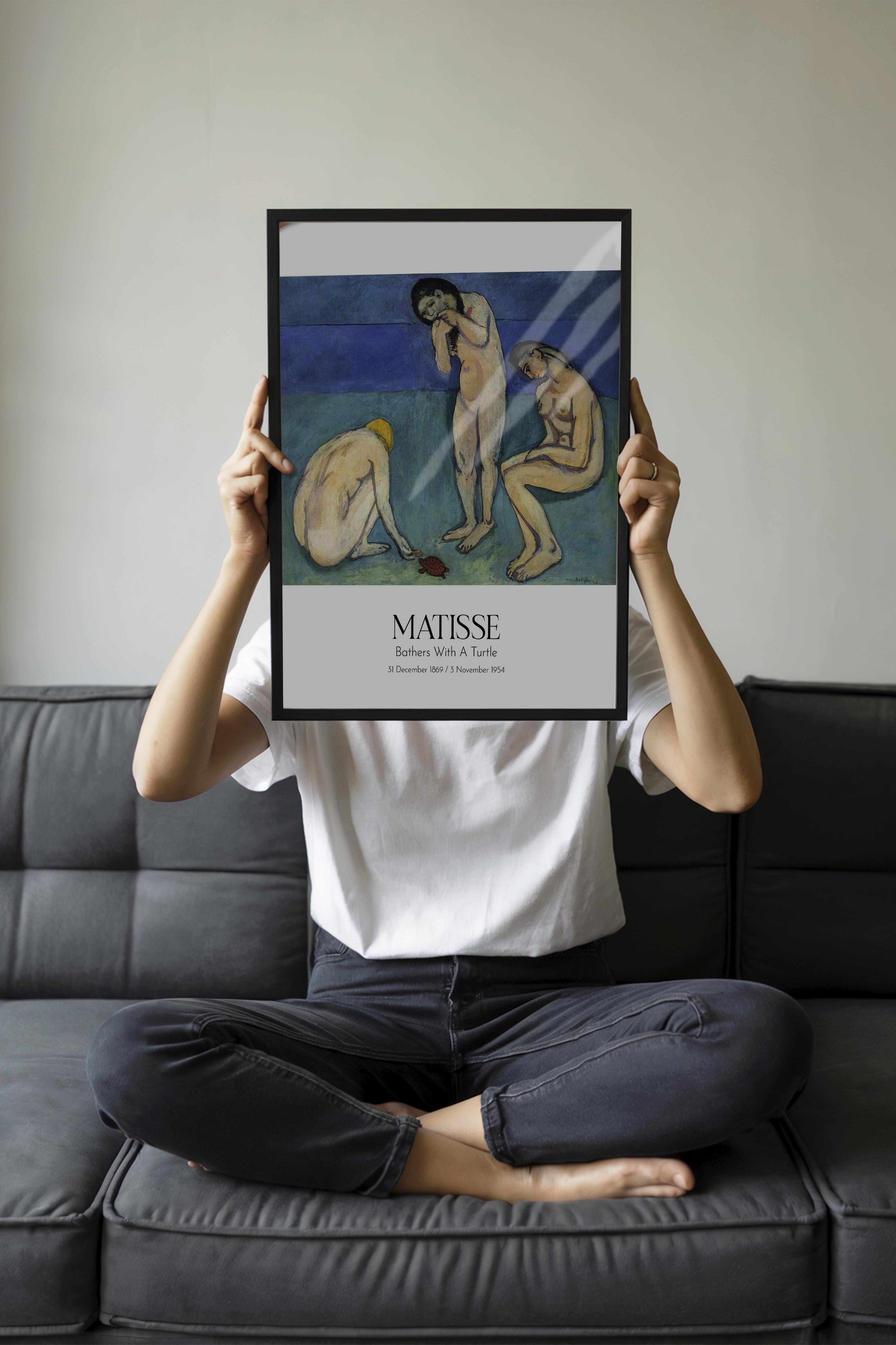 Matisse - Bathers With A Turtle, Siyah Çerçeveli Tablo, Sanat Serisi NO:112298