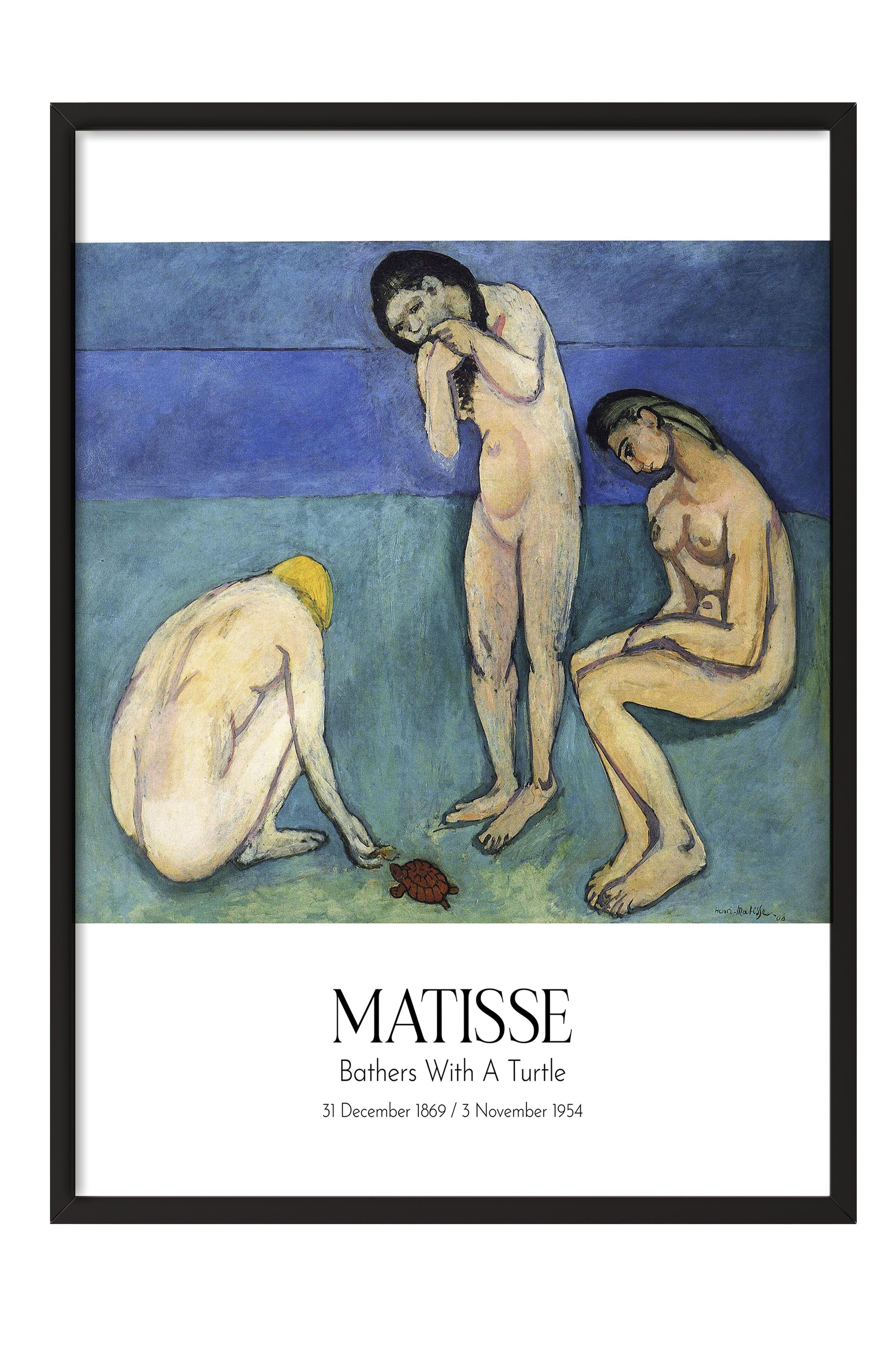 Matisse - Bathers With A Turtle, Siyah Çerçeveli Tablo, Sanat Serisi NO:112298