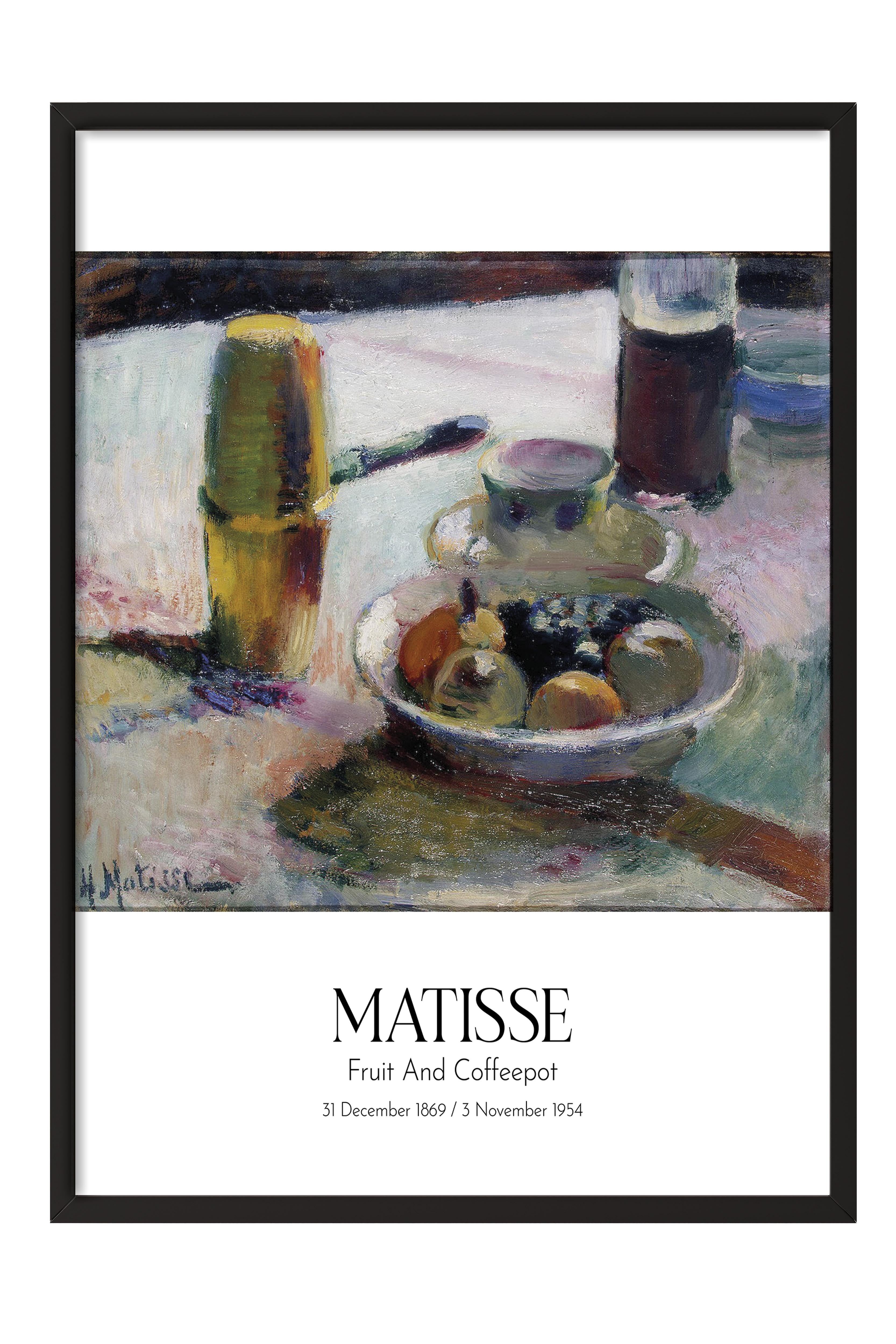Matisse - Fruit And Coffeepot, Siyah Çerçeveli Tablo, Sanat Serisi NO:112300