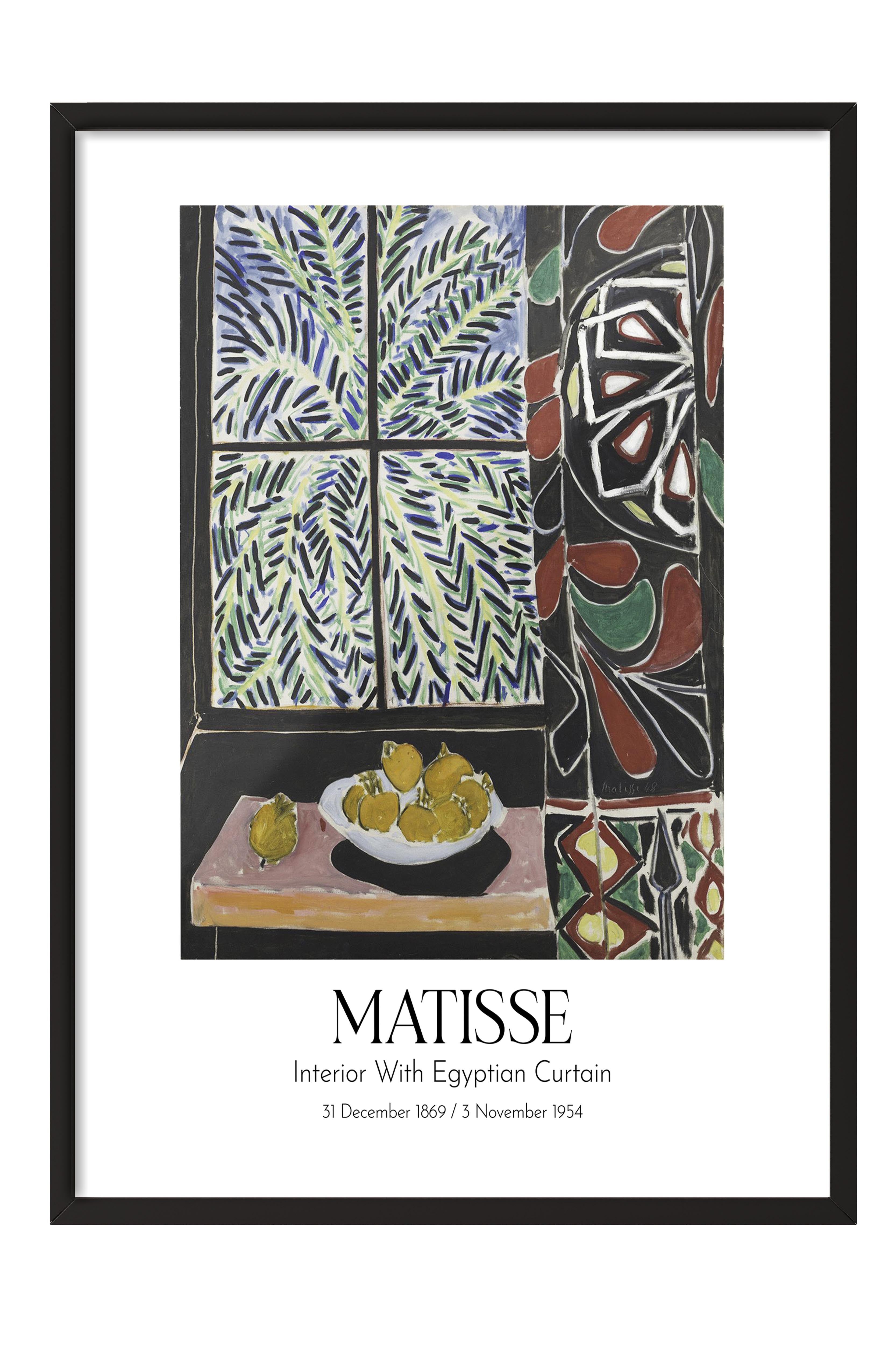 Matisse - Interior With Egyptian Curtain, Siyah Çerçeveli Tablo, Sanat Serisi NO:112301
