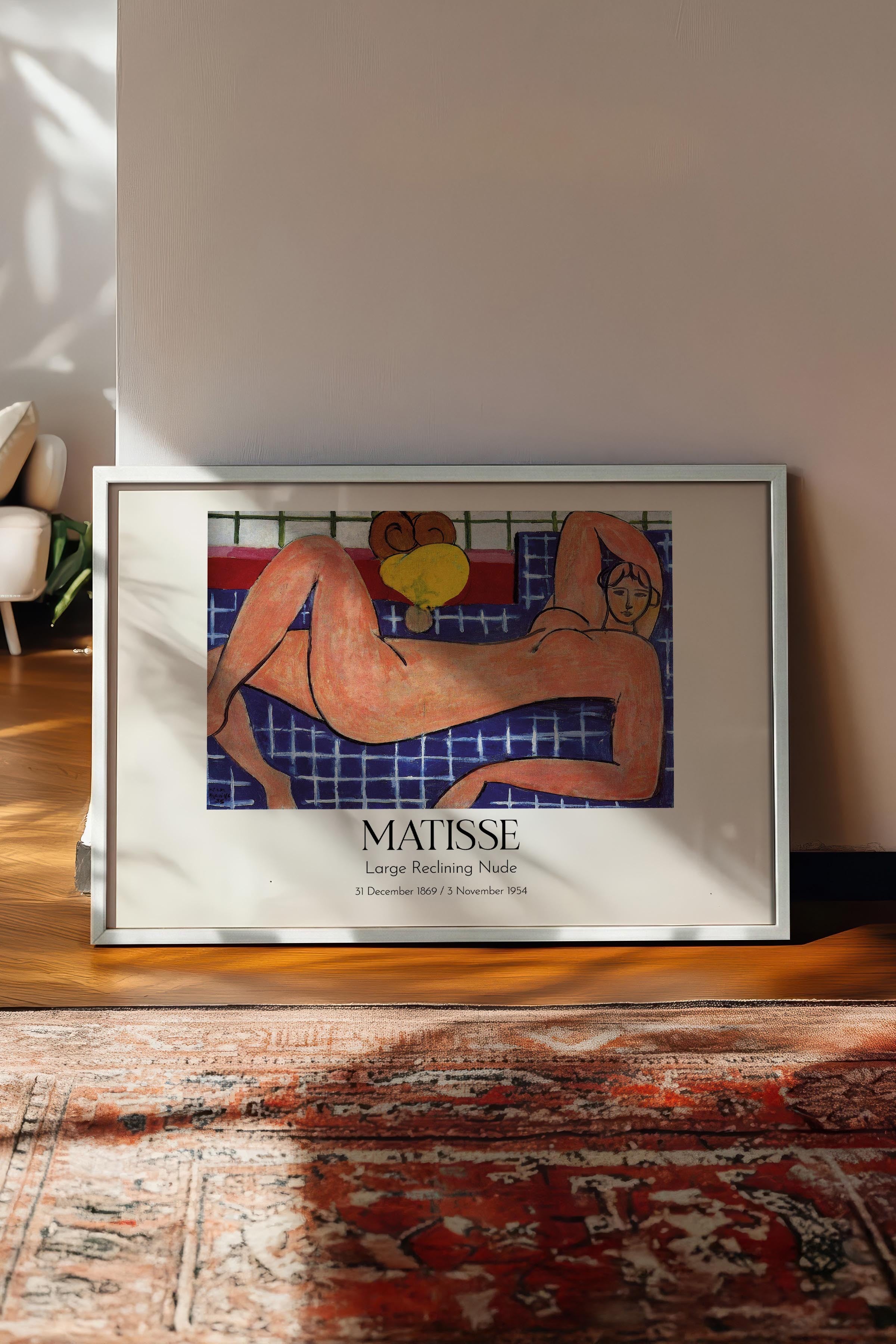 Matisse - Large Reclining Nude, Beyaz Çerçeveli Tablo, Sanat Serisi NO:112312