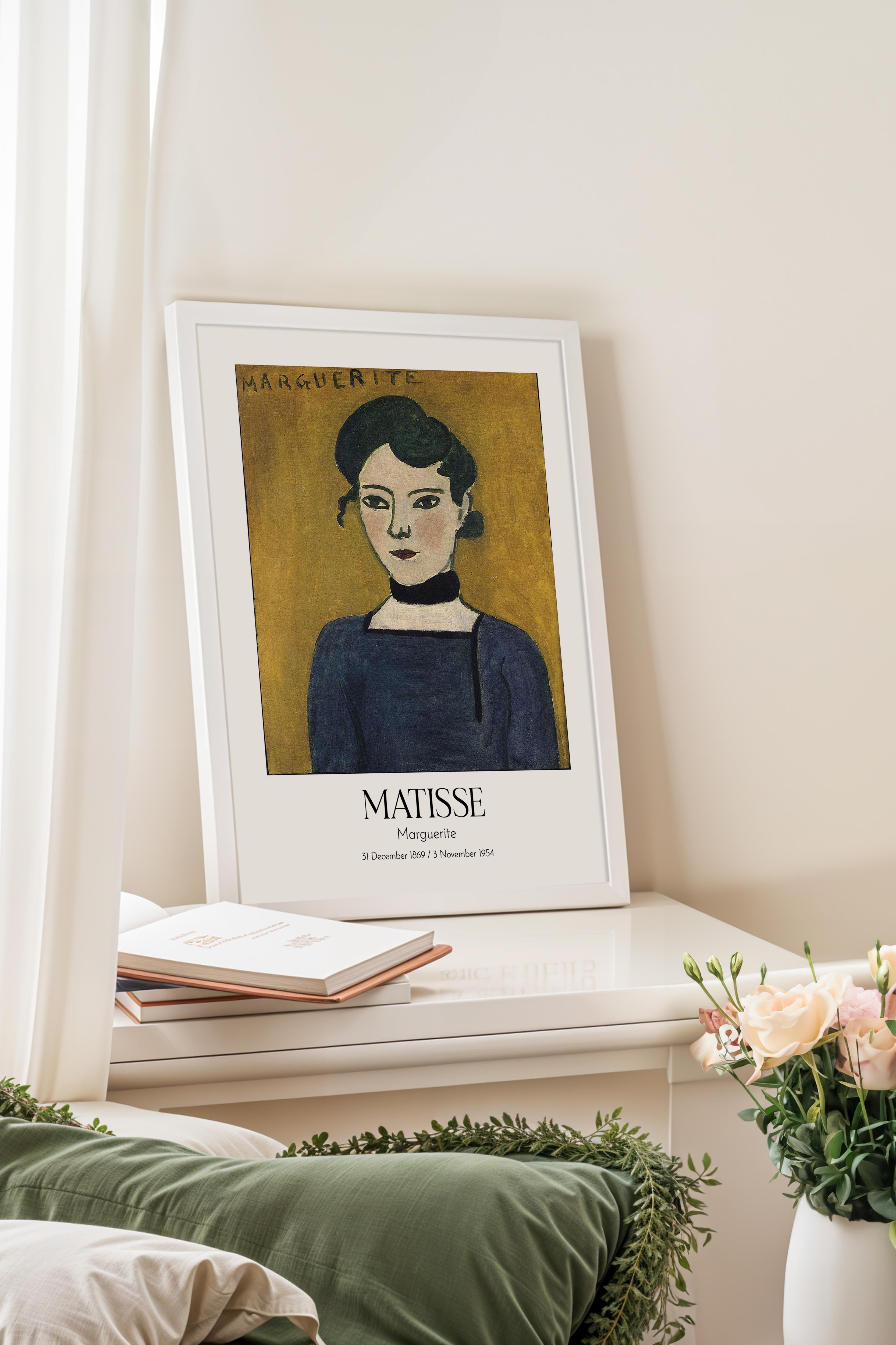 Matisse - Marguerite, Beyaz Çerçeveli Tablo, Sanat Serisi NO:112304