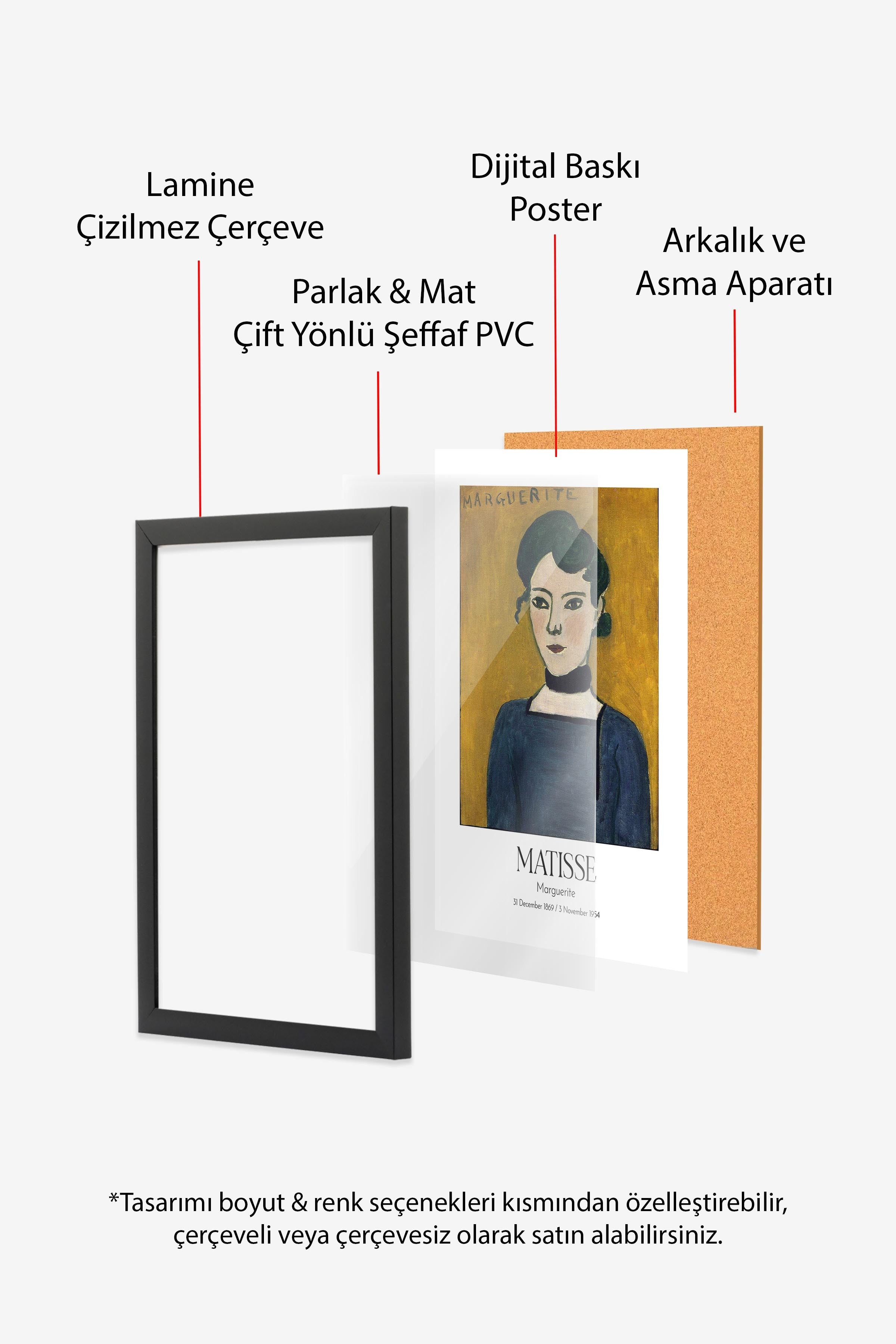 Matisse - Marguerite, Siyah Çerçeveli Tablo, Sanat Serisi NO:112304