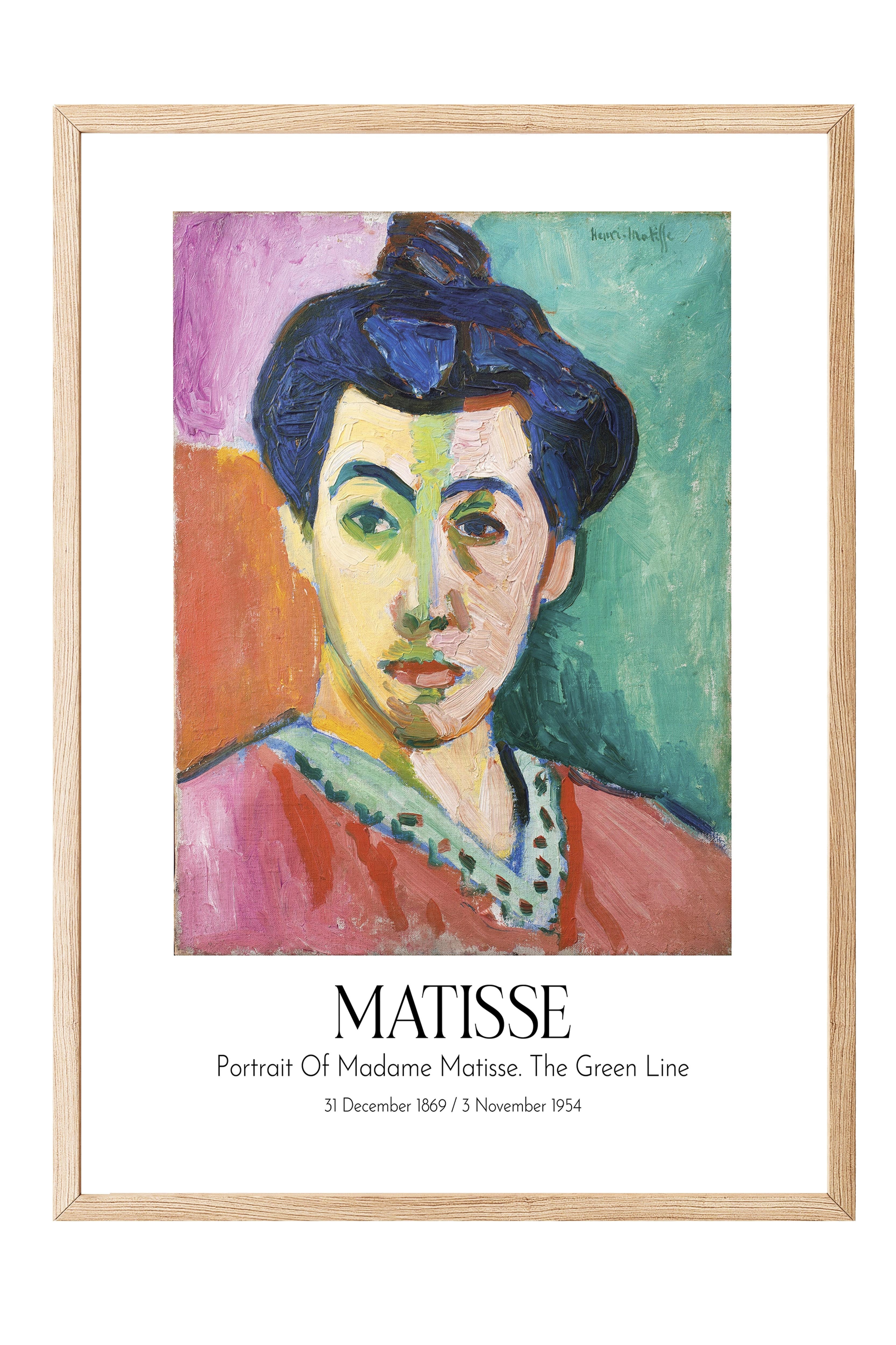 Matisse - Portrait Of Madame Matisse. The Green Line, Ahşap Çerçeveli Tablo, Sanat Serisi NO:112306