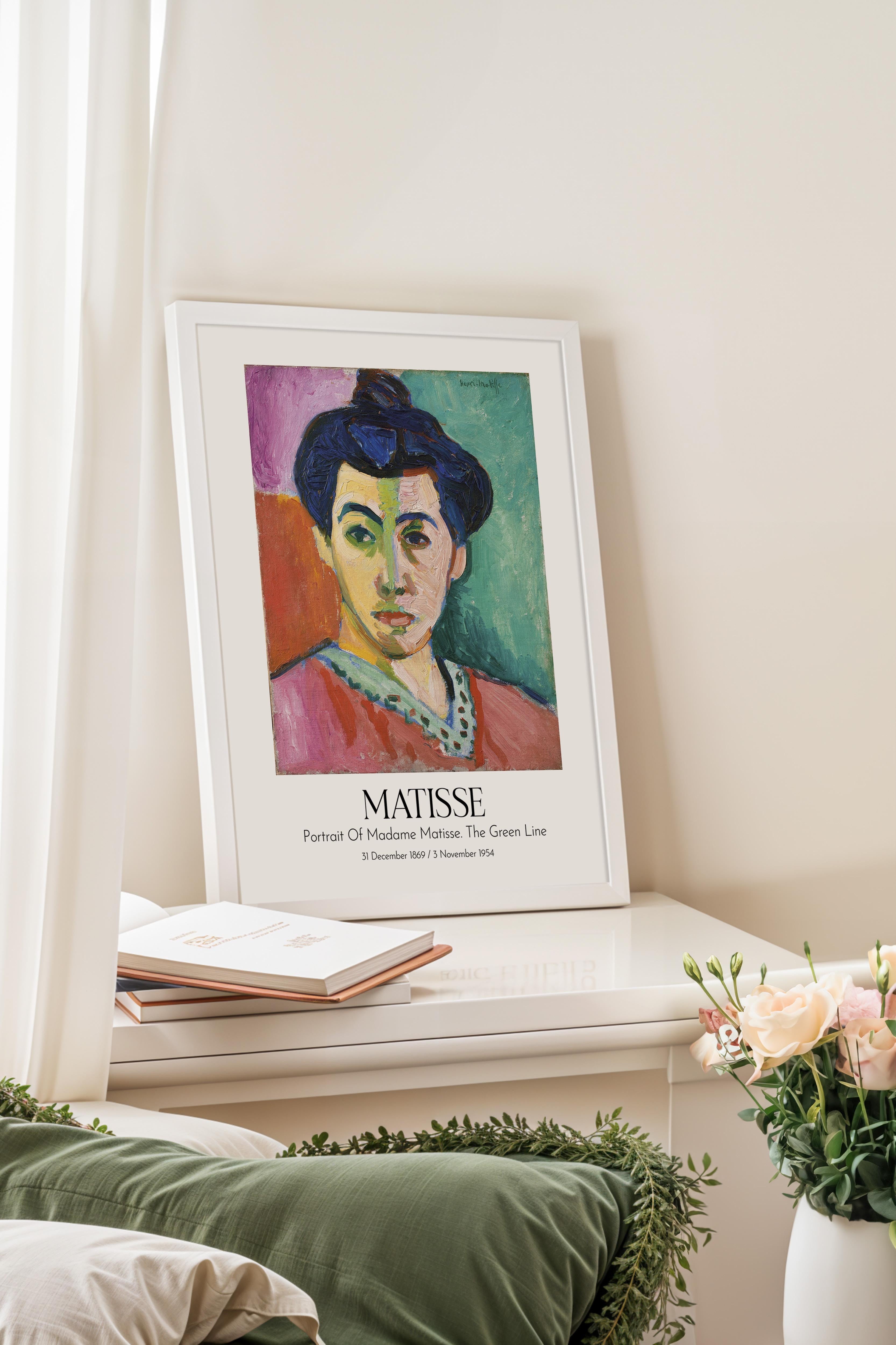 Matisse - Portrait Of Madame Matisse. The Green Line, Beyaz Çerçeveli Tablo, Sanat Serisi NO:112306