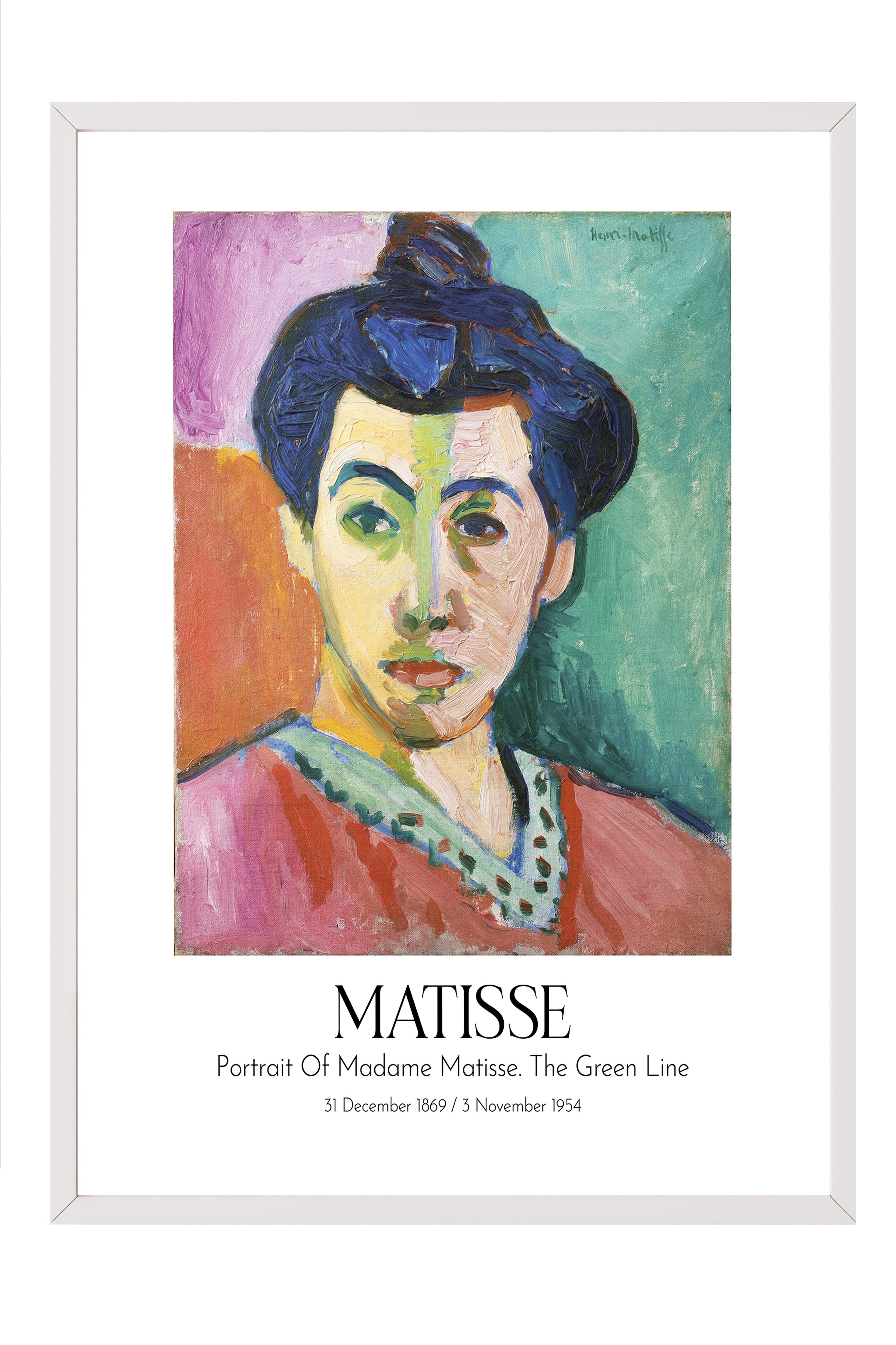 Matisse - Portrait Of Madame Matisse. The Green Line, Beyaz Çerçeveli Tablo, Sanat Serisi NO:112306