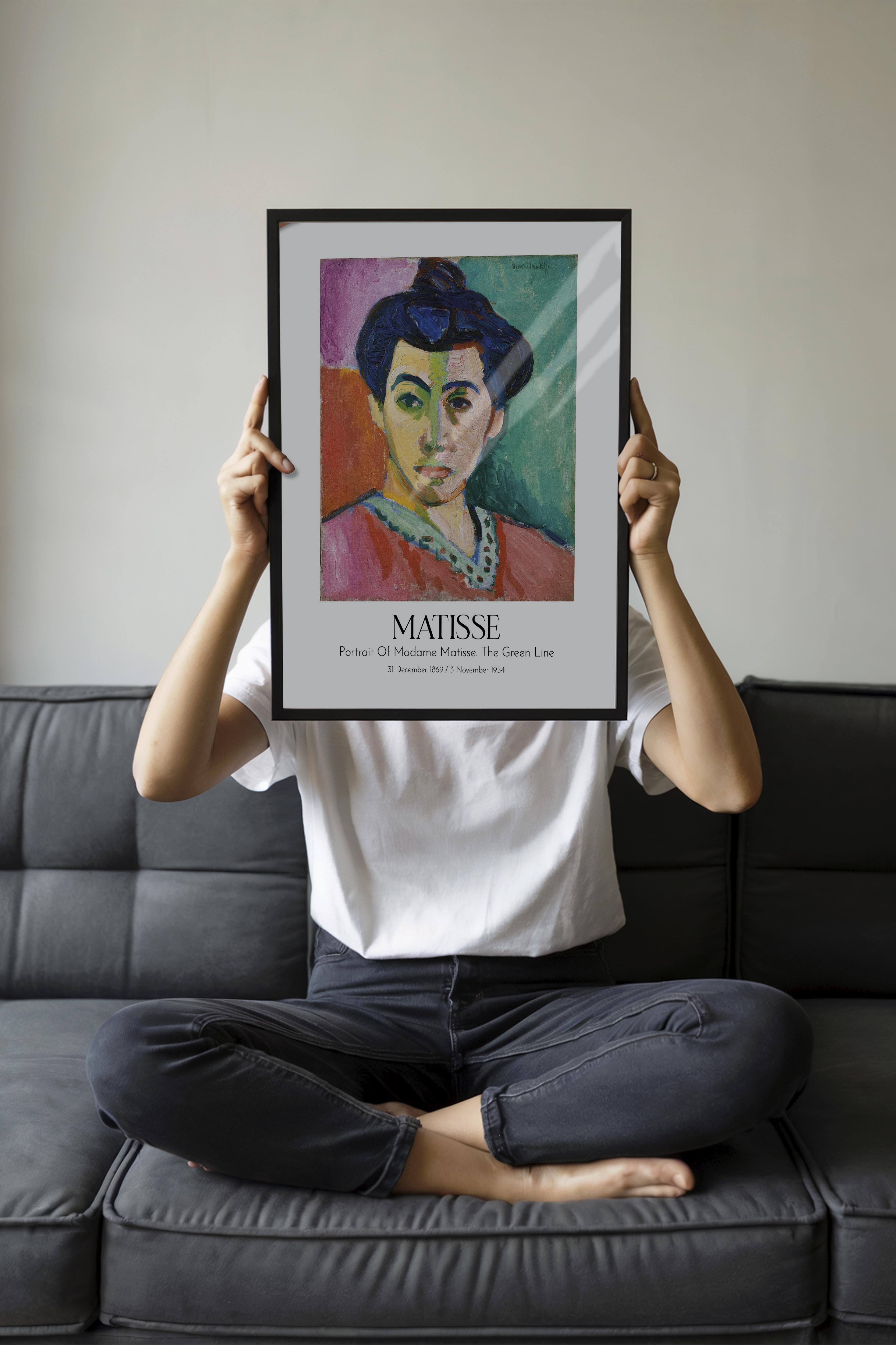 Matisse - Portrait Of Madame Matisse. The Green Line, Siyah Çerçeveli Tablo, Sanat Serisi NO:112306