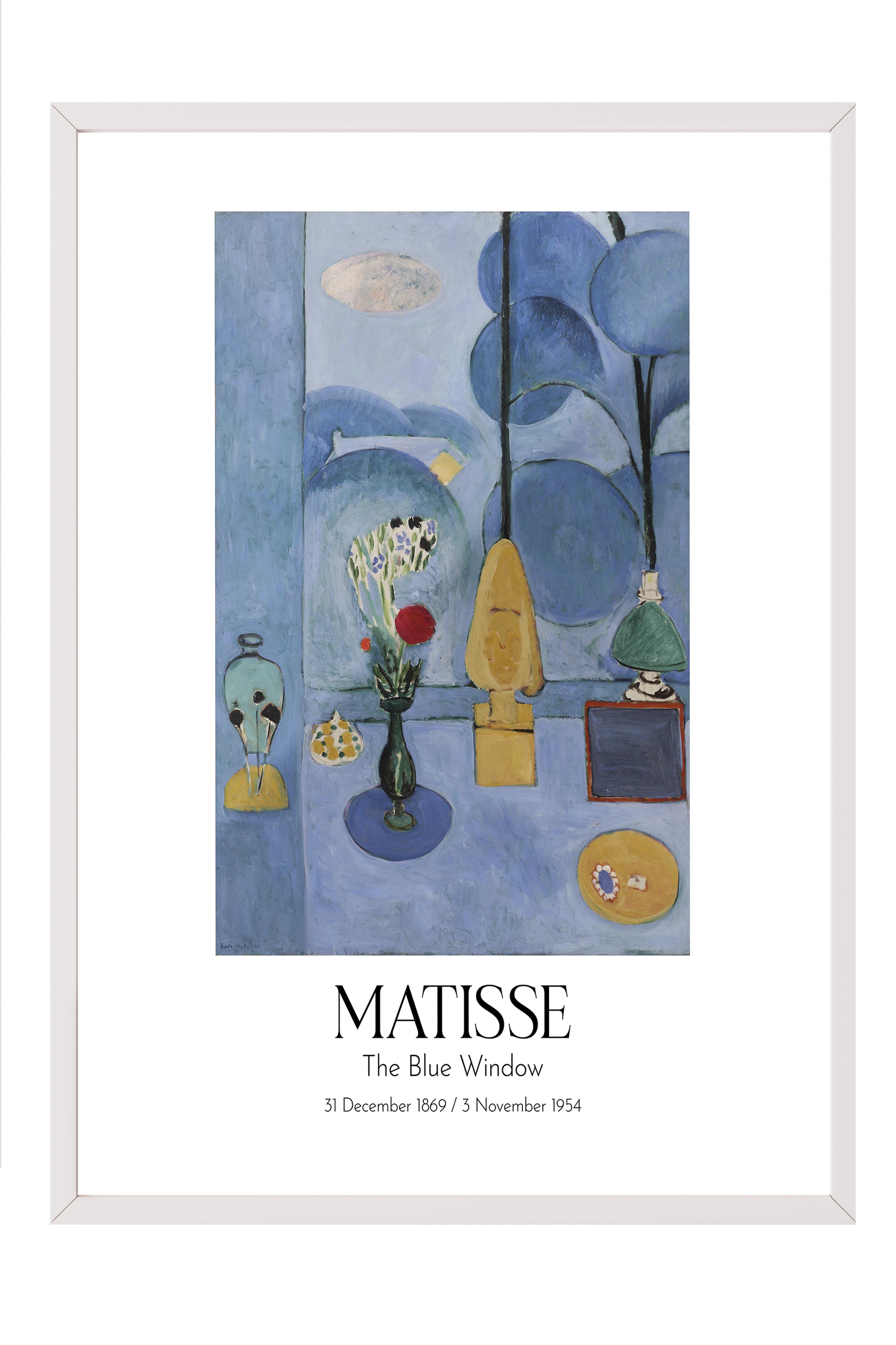 Matisse - The Blue Window, Beyaz Çerçeveli Tablo, Sanat Serisi NO:112308