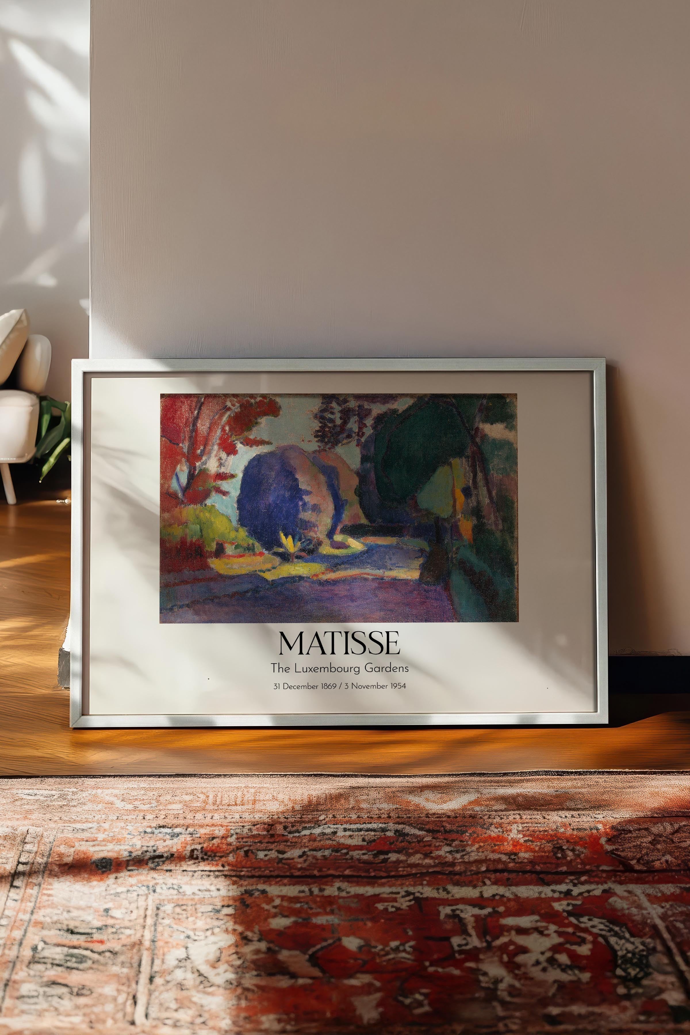 Matisse - The Luxembourg Gardens, Beyaz Çerçeveli Tablo, Sanat Serisi NO:112313