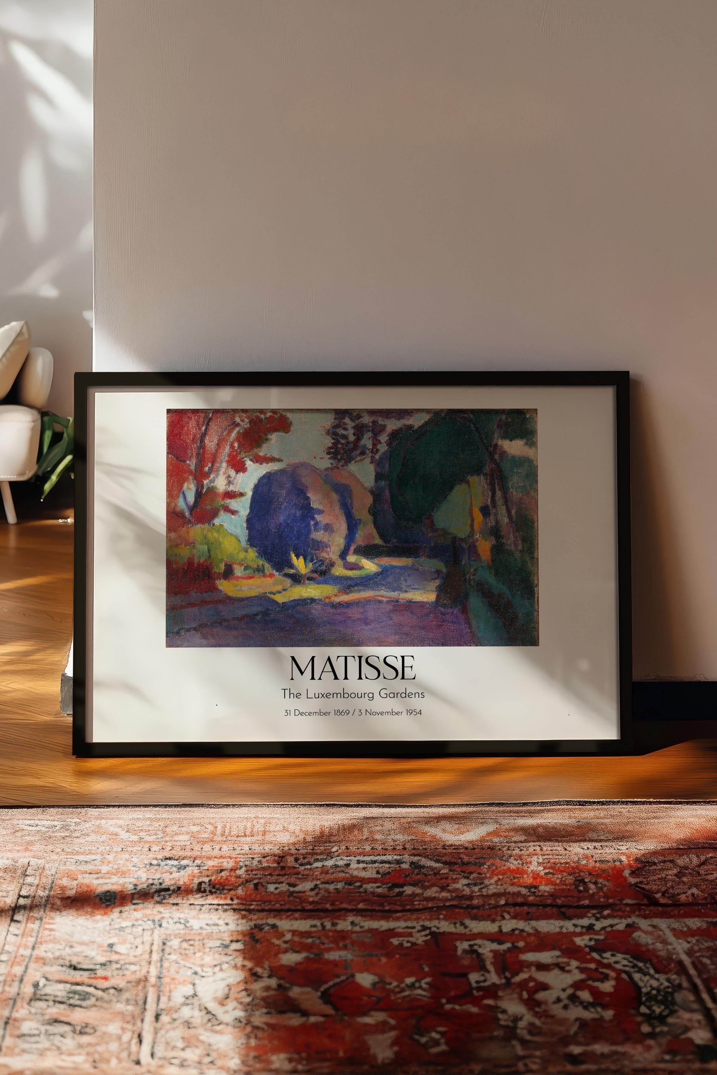 Matisse - The Luxembourg Gardens, Siyah Çerçeveli Tablo, Sanat Serisi NO:112313