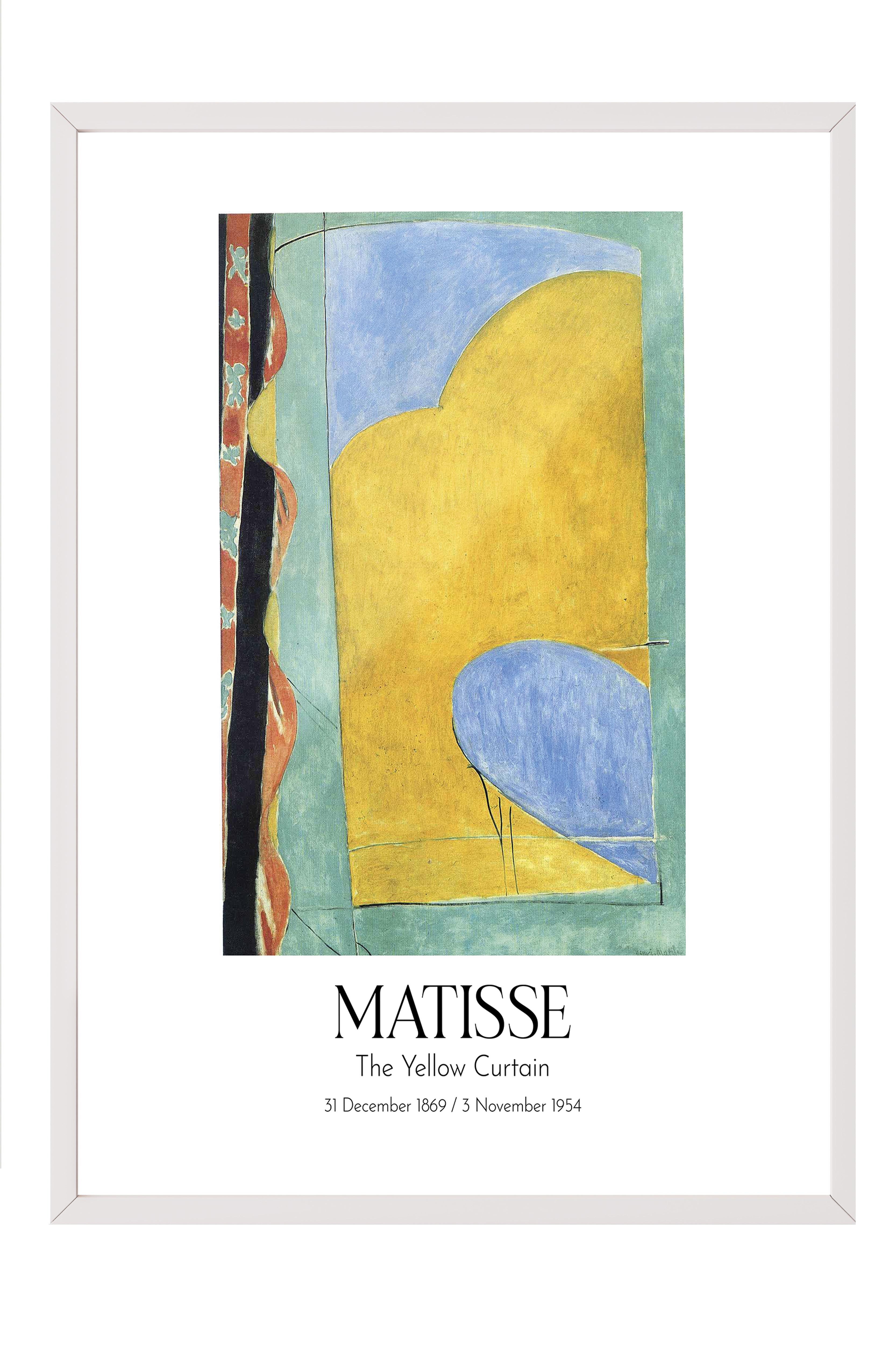 Matisse - The Yellow Curtain, Beyaz Çerçeveli Tablo, Sanat Serisi NO:112309
