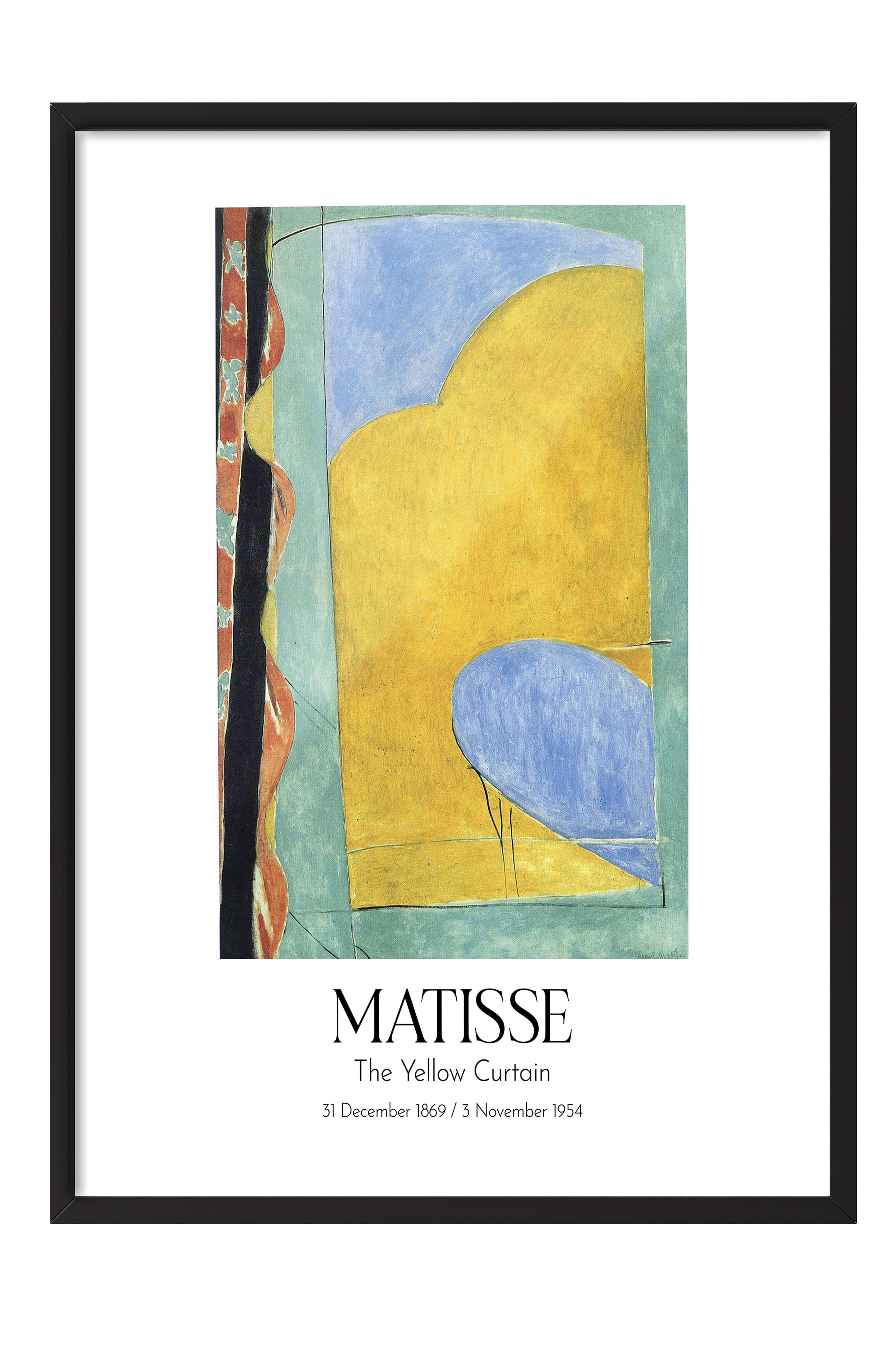 Matisse - The Yellow Curtain, Siyah Çerçeveli Tablo, Sanat Serisi NO:112309