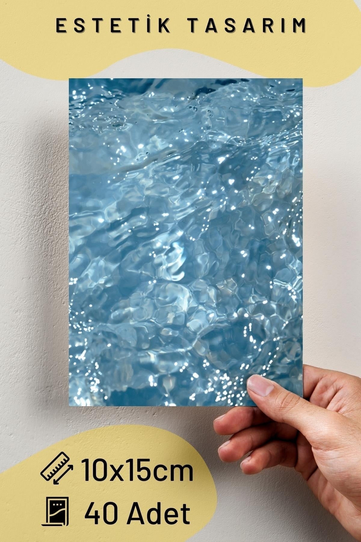 Mavi Duvar Posteri Kolaj Seti - 40 Adet - Arkası Yapışkanlı Poster Seti - 10cm*15cm - Kutulu Set