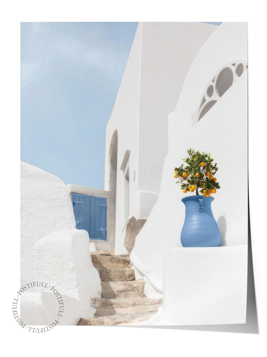 Mediterranean Stairs Poster, Dikey Duvar Tablosu Comfort Serisi NO:108479