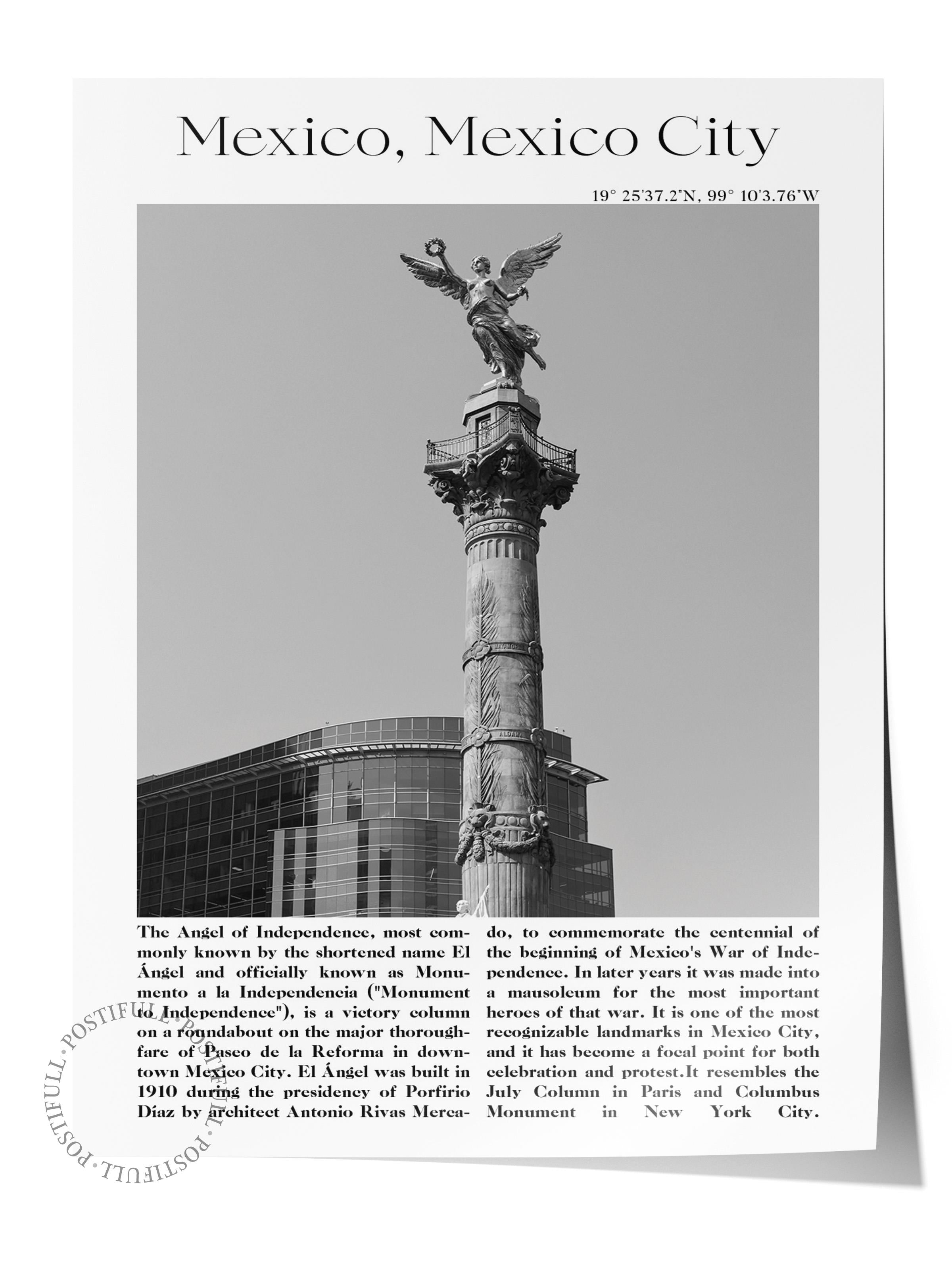 Mexico City - Meksika, Şehir Temalı Poster, Çerçevesiz Duvar Posteri, NO:30025