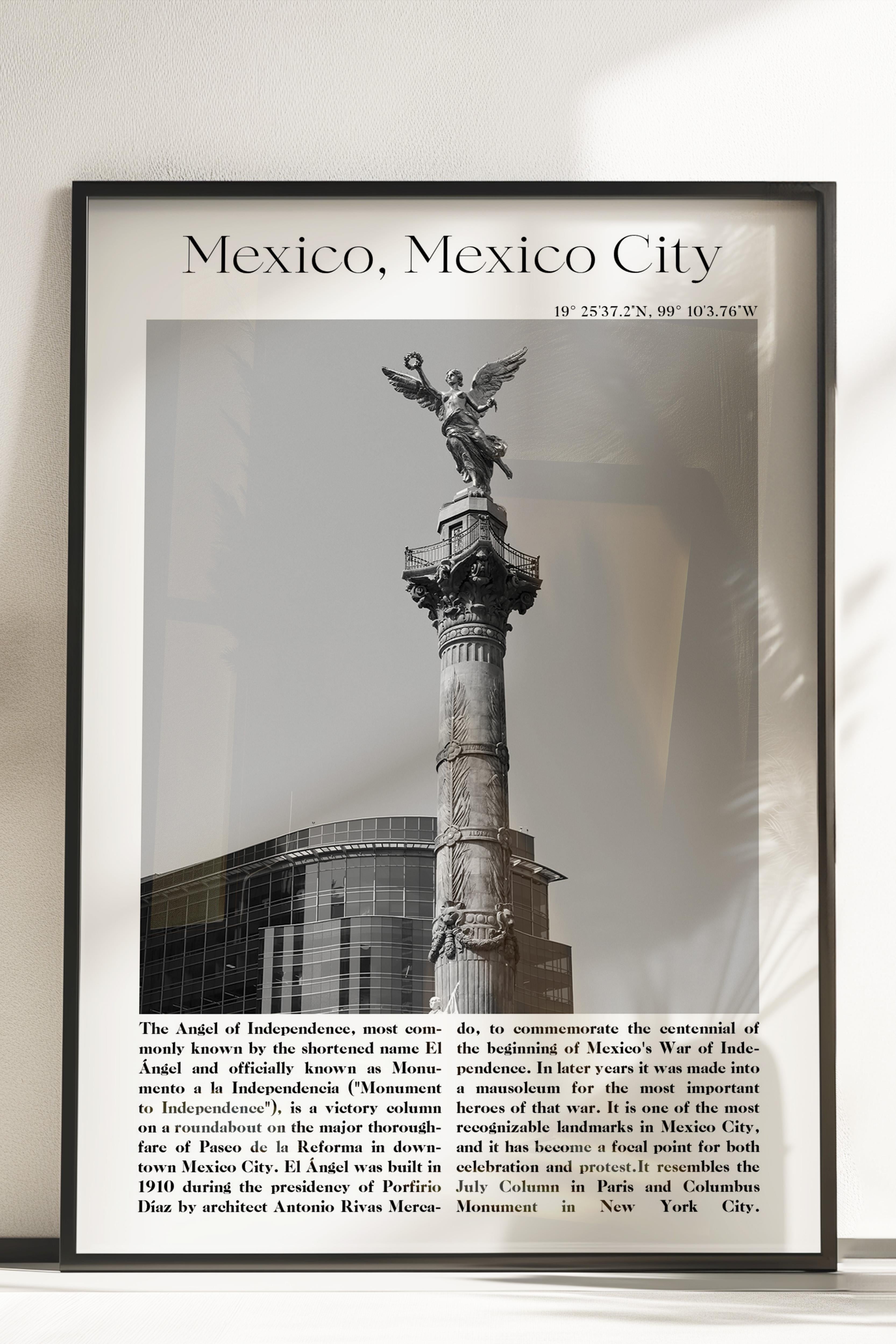 Mexico City - Meksika, Şehir Temalı Poster, Çerçevesiz Duvar Posteri, NO:30025