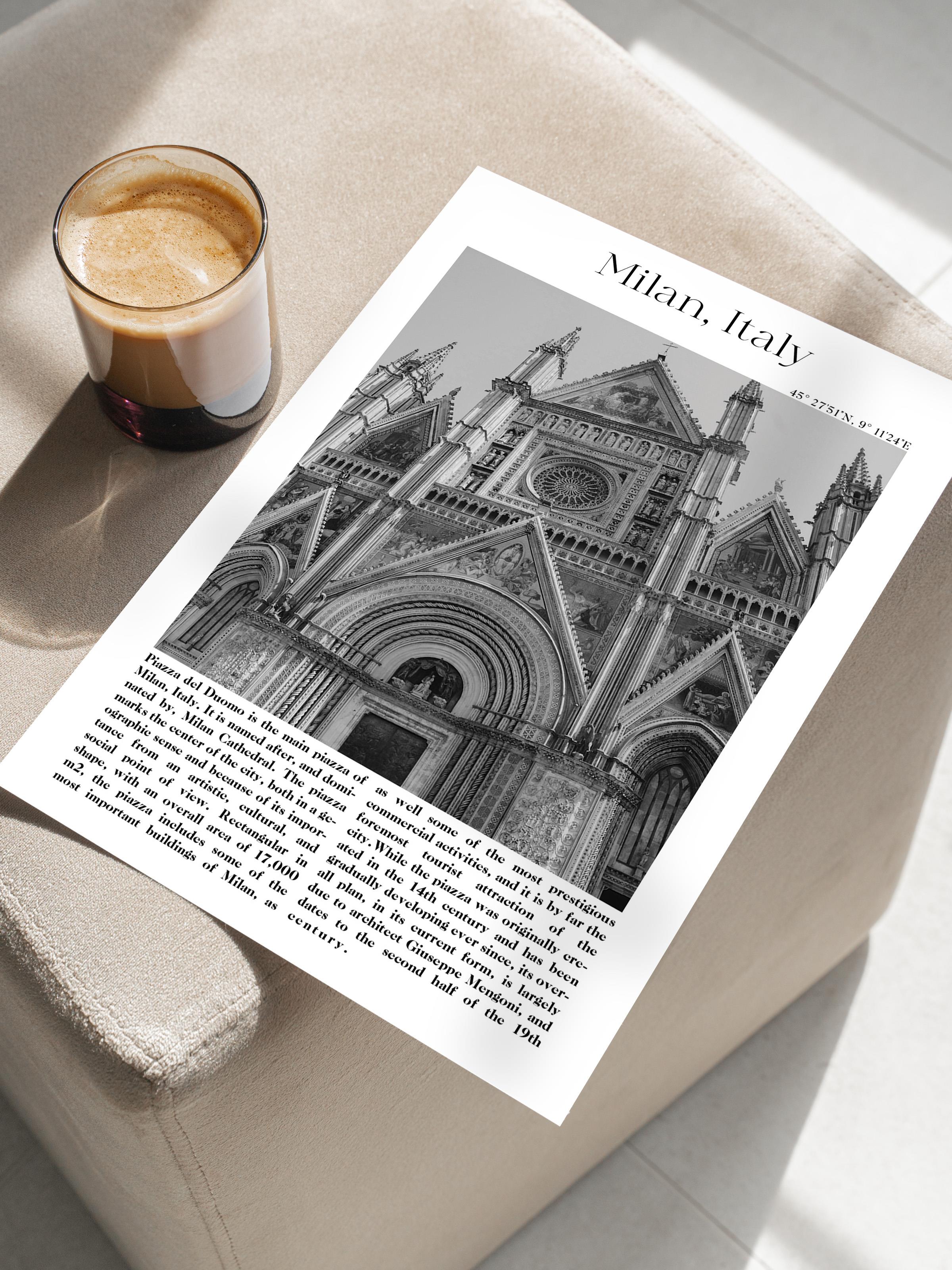 Milan - İtalya, Şehir Temalı Poster, Çerçevesiz Duvar Posteri, NO:30026