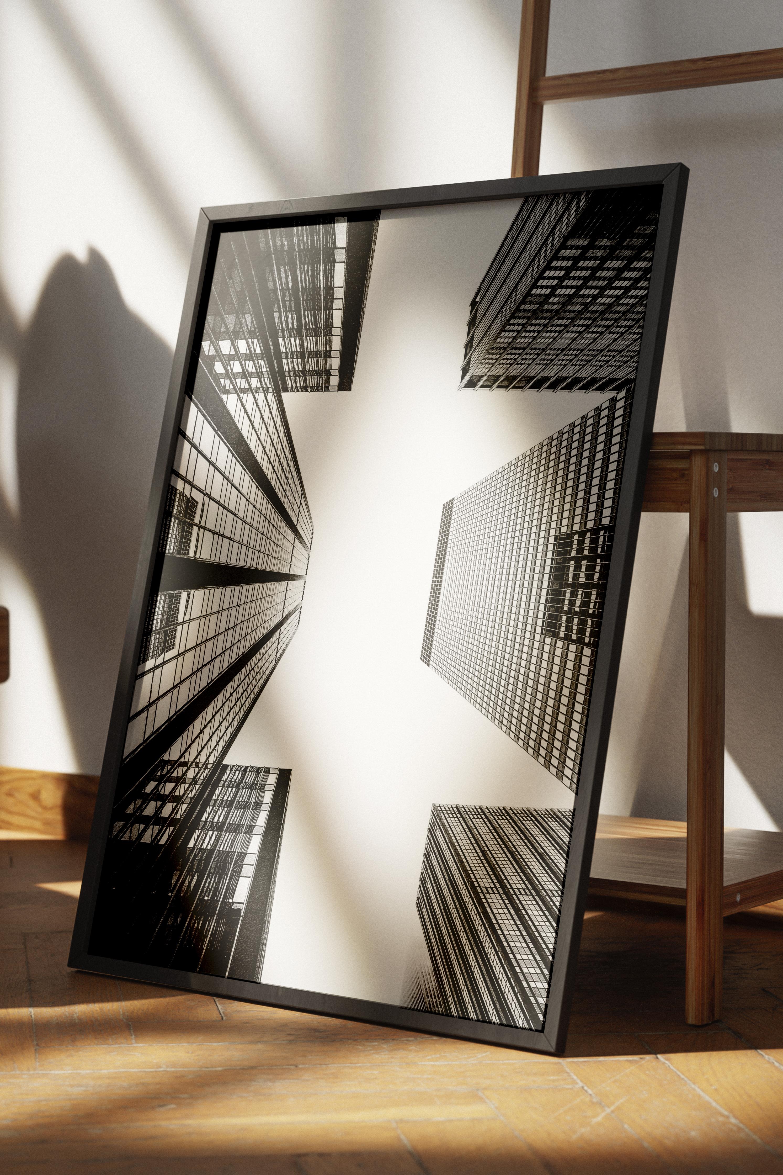 Mimari Poster, Siyah Beyaz Çerçevesiz Poster, Sanatsal Baskı NO:1 Estetik Ofis Duvar Dekoru, Dikey