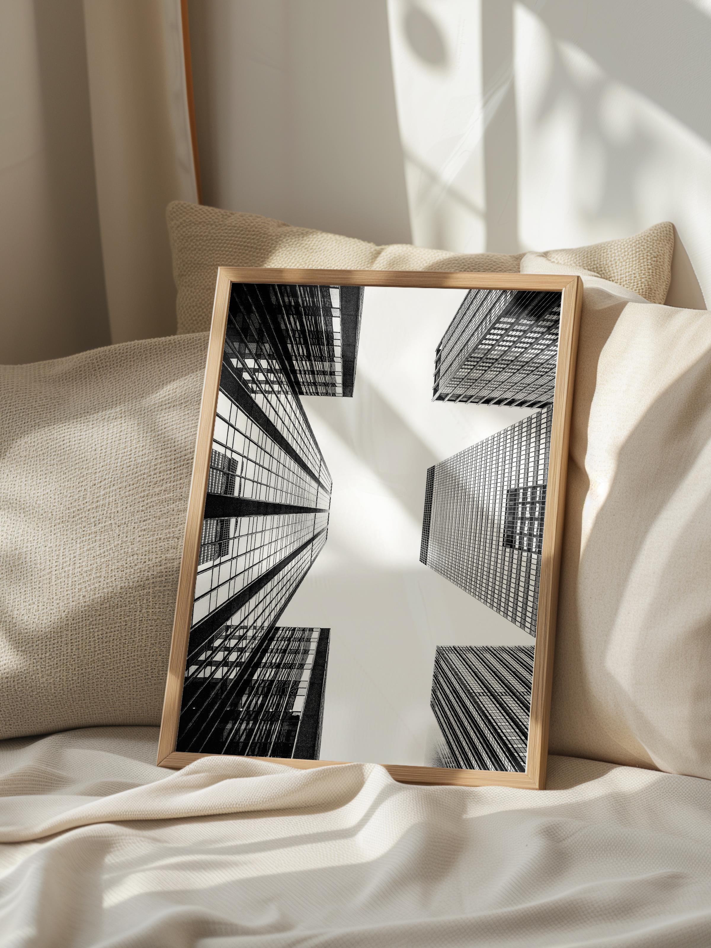 Mimari Poster, Siyah Beyaz Çerçevesiz Poster, Sanatsal Baskı NO:1 Estetik Ofis Duvar Dekoru, Dikey