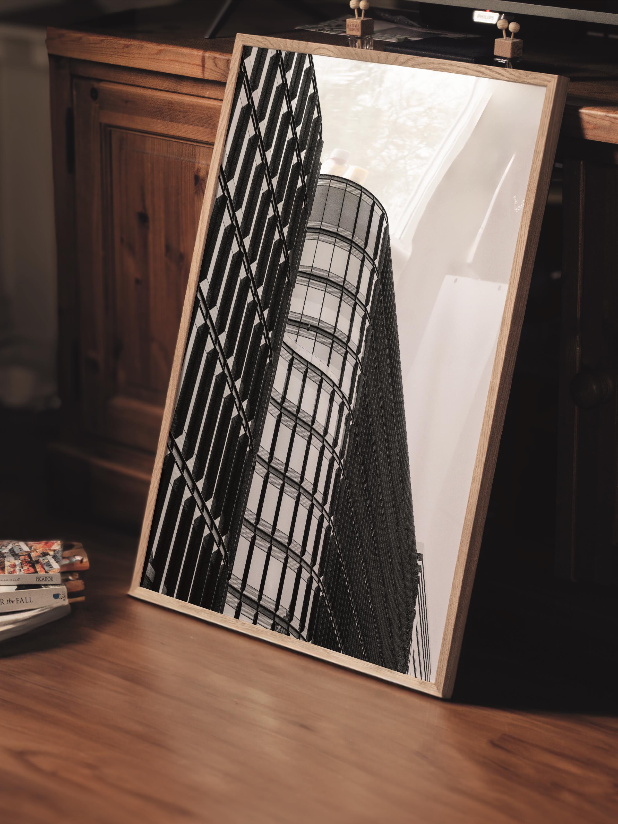 Mimari Poster, Siyah Beyaz Çerçevesiz Poster, Sanatsal Baskı NO:10 Estetik Ofis Duvar Dekoru, Dikey