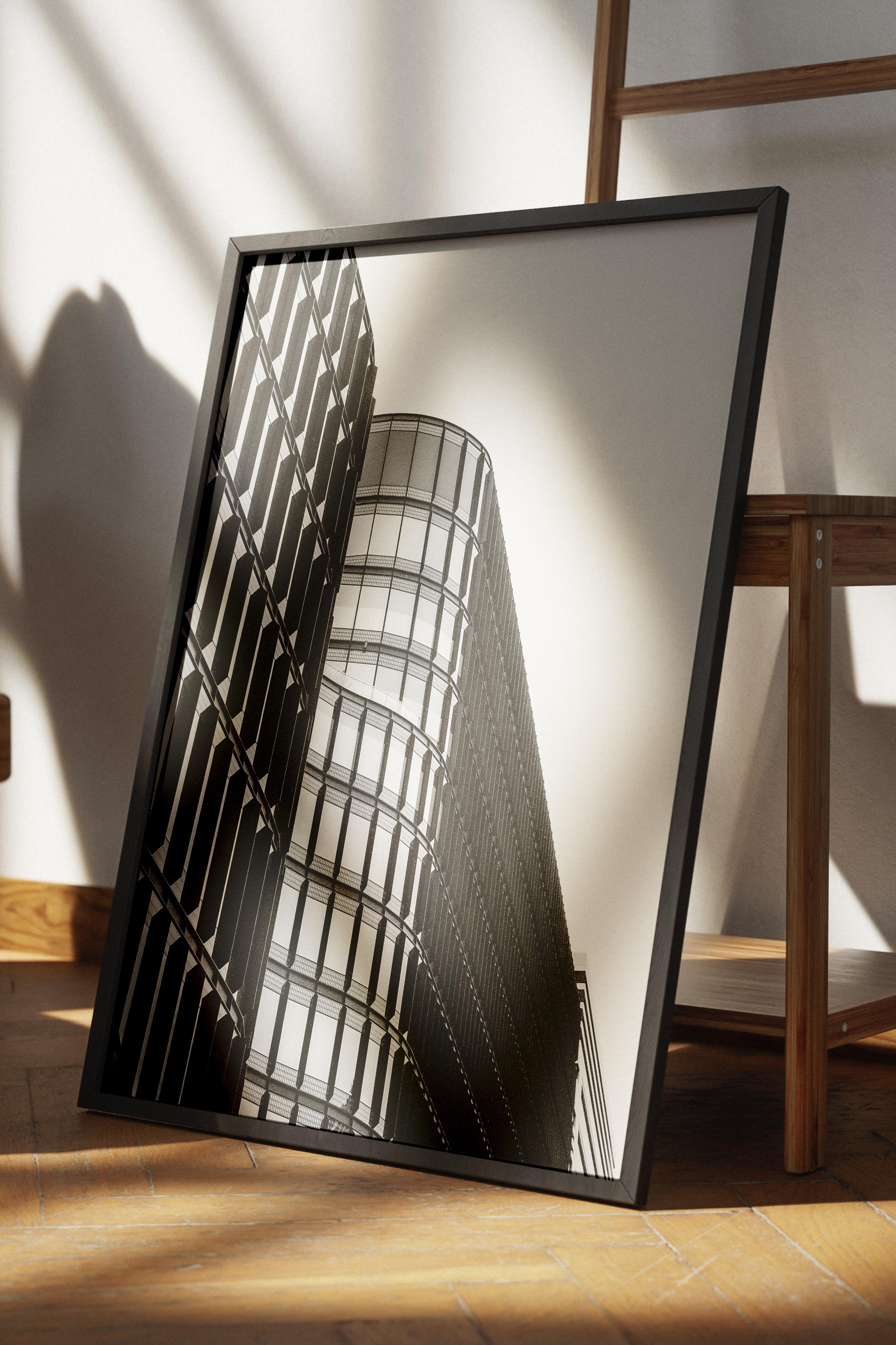 Mimari Poster, Siyah Beyaz Çerçevesiz Poster, Sanatsal Baskı NO:10 Estetik Ofis Duvar Dekoru, Dikey