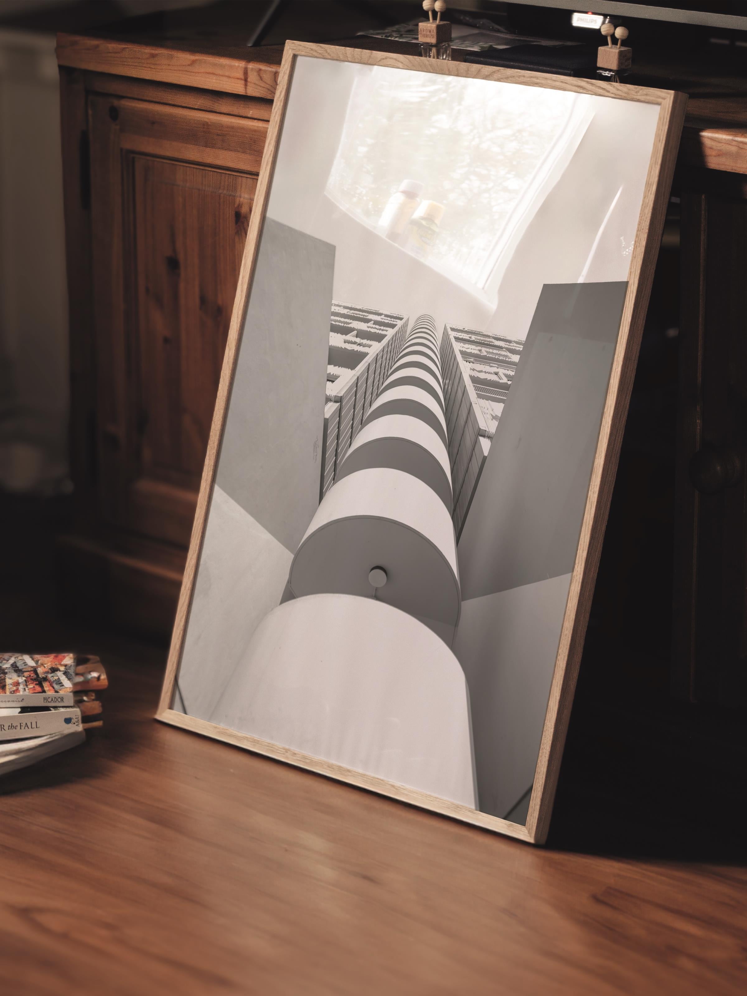 Mimari Poster, Siyah Beyaz Çerçevesiz Poster, Sanatsal Baskı NO:103 Estetik Ofis Duvar Dekoru, Dikey