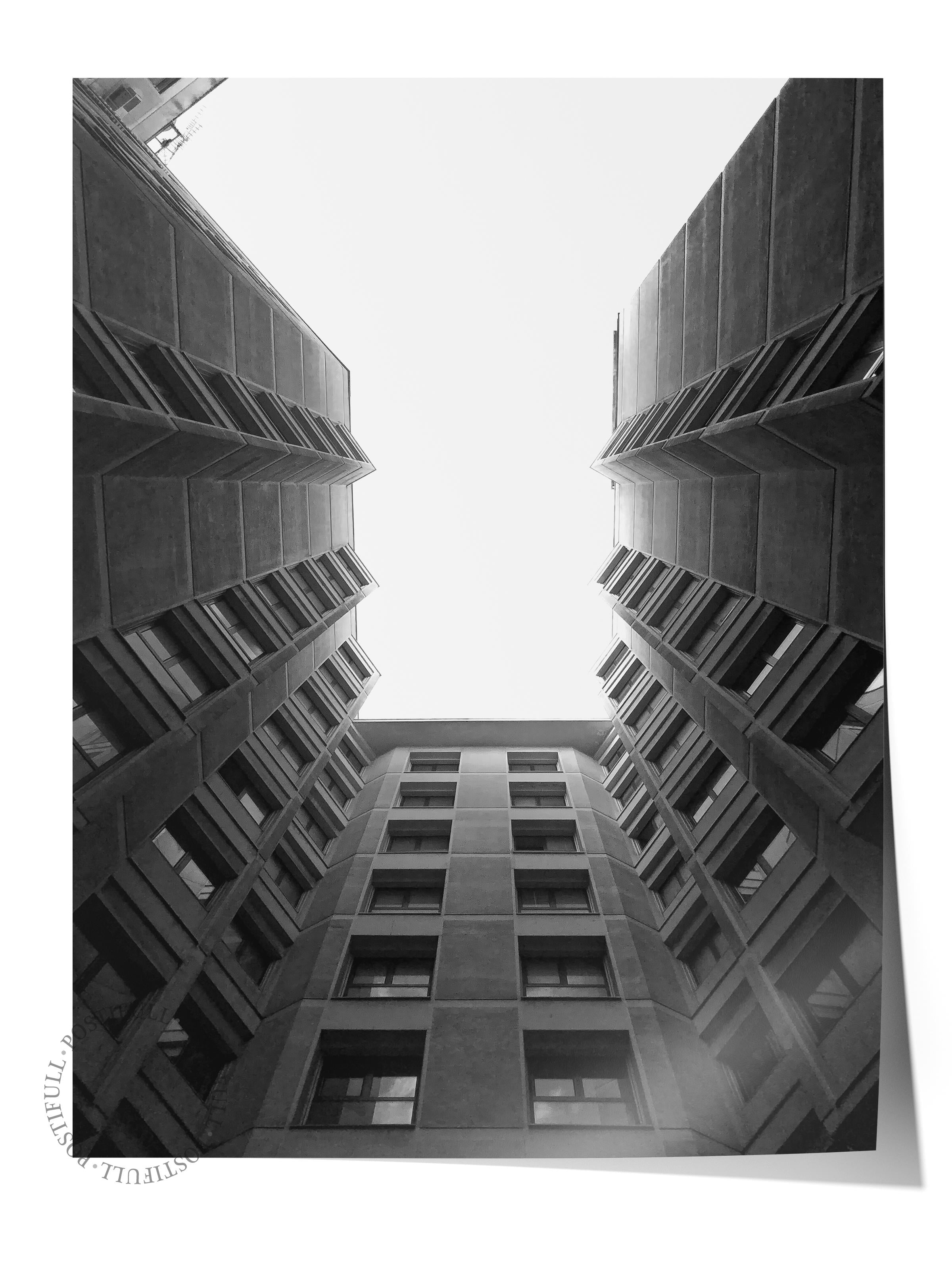 Mimari Poster, Siyah Beyaz Çerçevesiz Poster, Sanatsal Baskı NO:104 Estetik Ofis Duvar Dekoru, Dikey