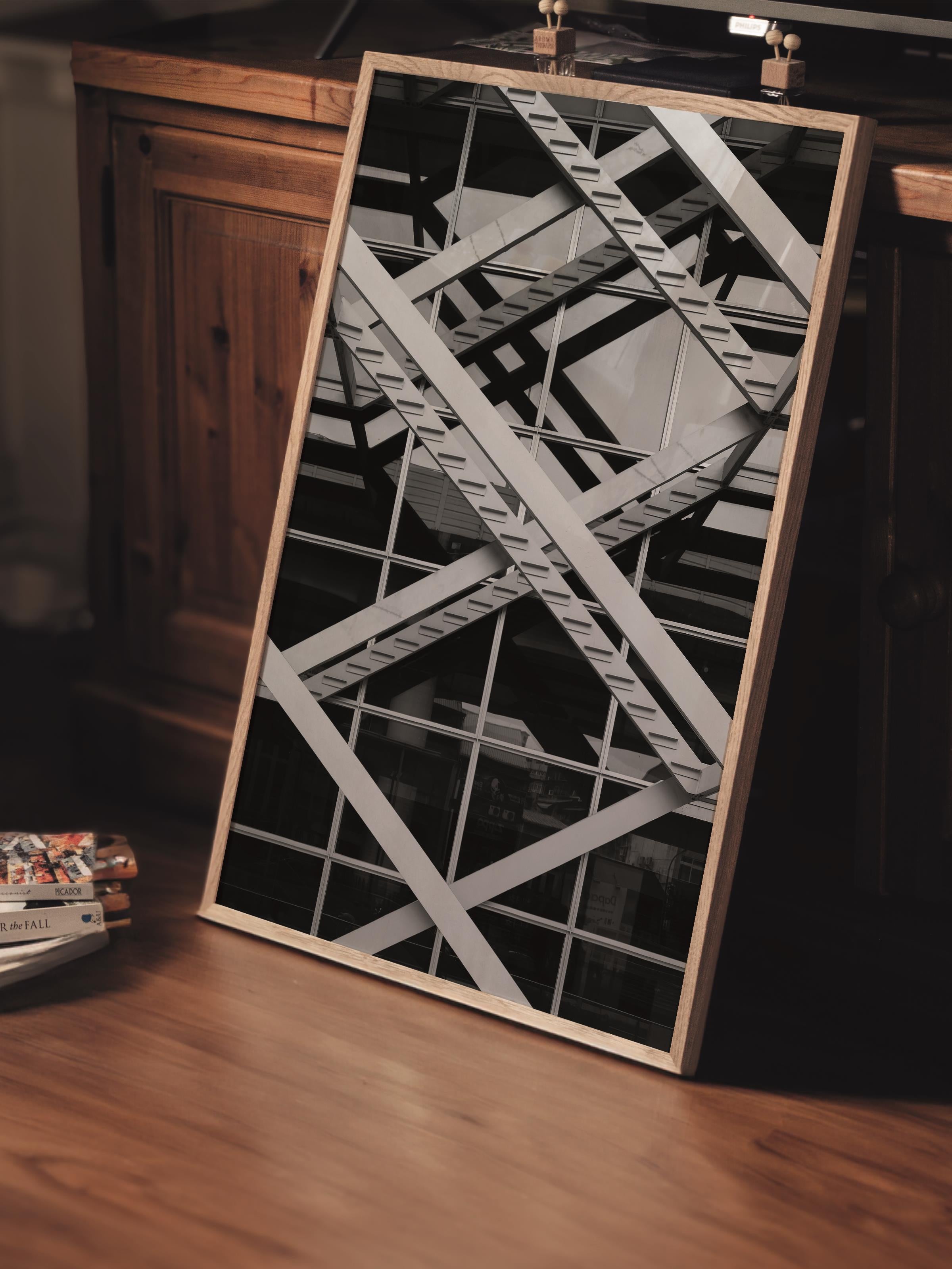 Mimari Poster, Siyah Beyaz Çerçevesiz Poster, Sanatsal Baskı NO:107 Estetik Ofis Duvar Dekoru, Dikey