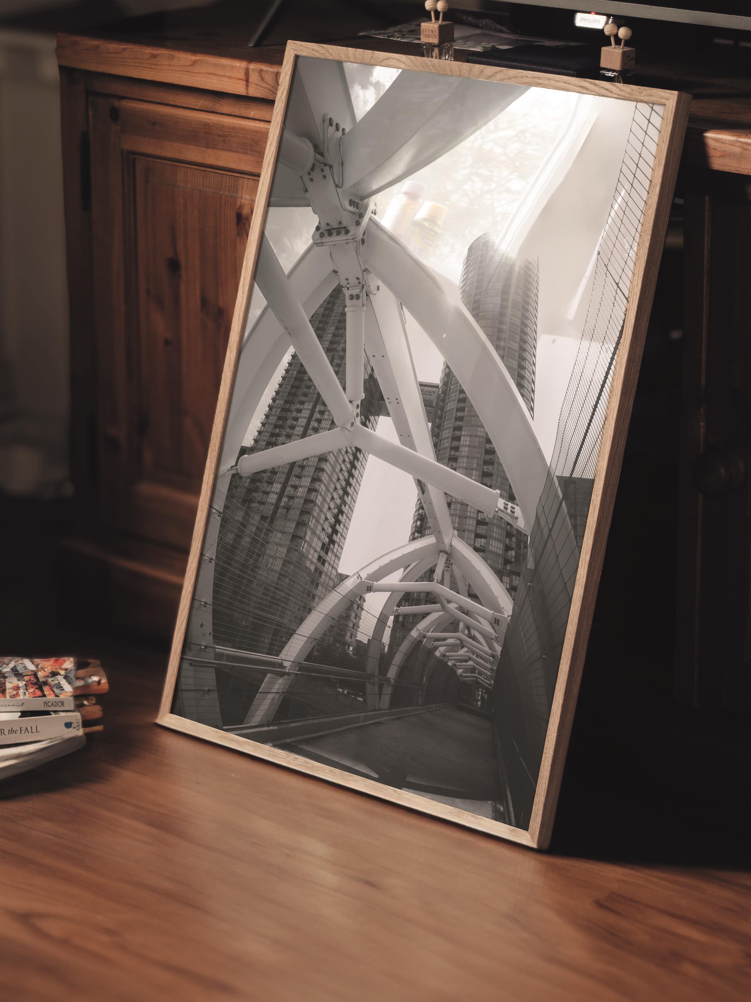 Mimari Poster, Siyah Beyaz Çerçevesiz Poster, Sanatsal Baskı NO:108 Estetik Ofis Duvar Dekoru, Dikey