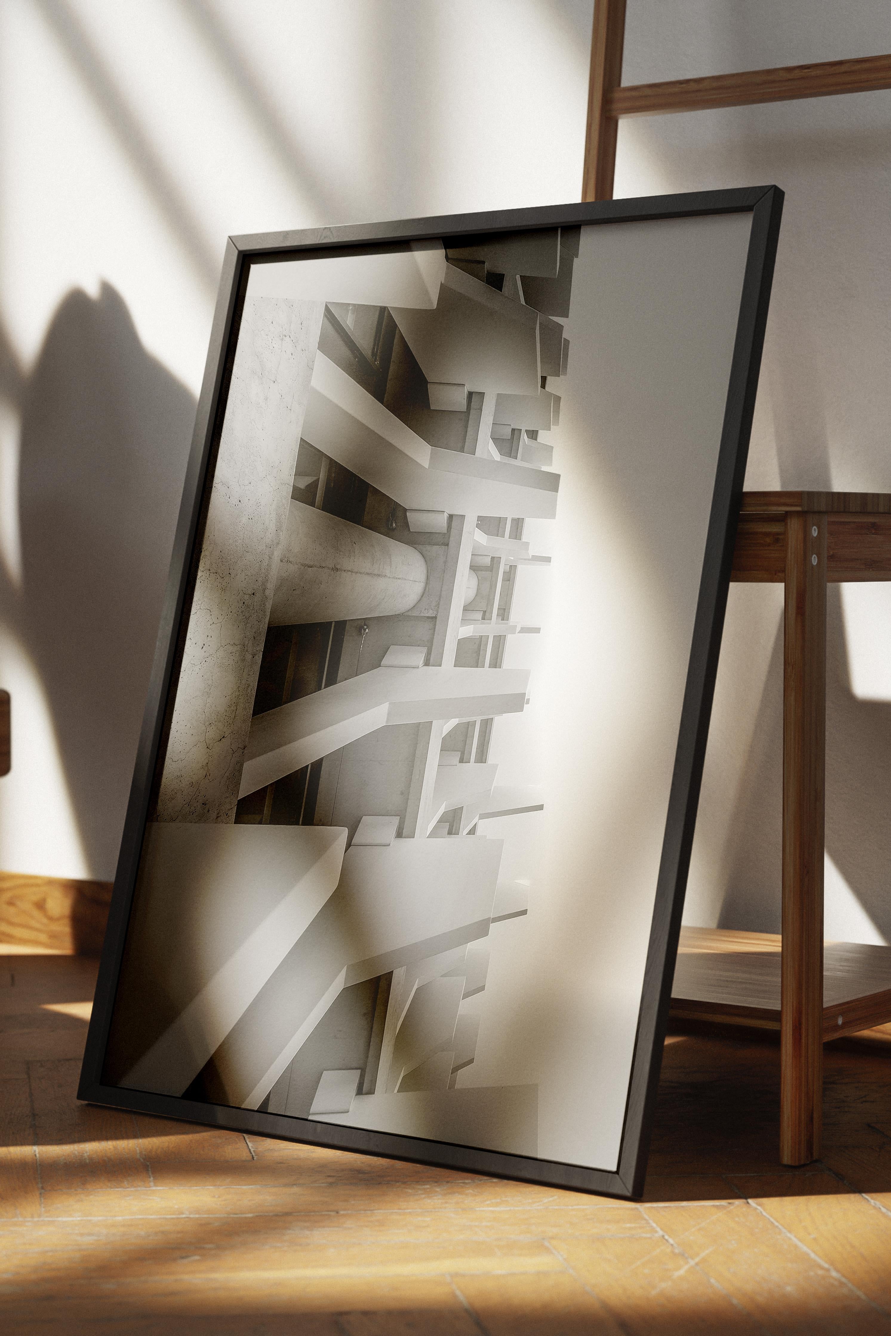Mimari Poster, Siyah Beyaz Çerçevesiz Poster, Sanatsal Baskı NO:194 Estetik Ofis Duvar Dekoru, Dikey
