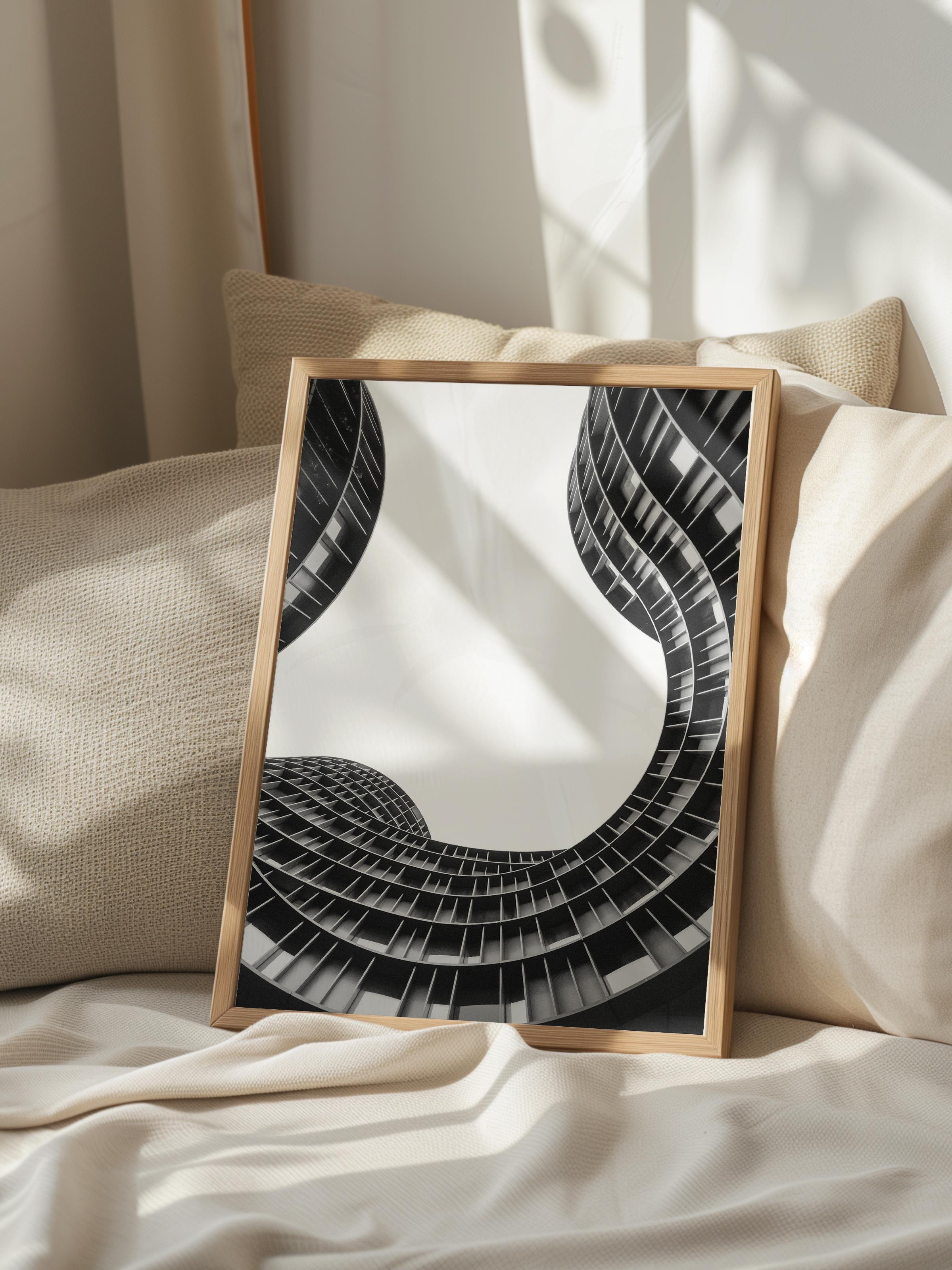 Mimari Poster, Siyah Beyaz Çerçevesiz Poster, Sanatsal Baskı NO:21 Estetik Ofis Duvar Dekoru, Dikey