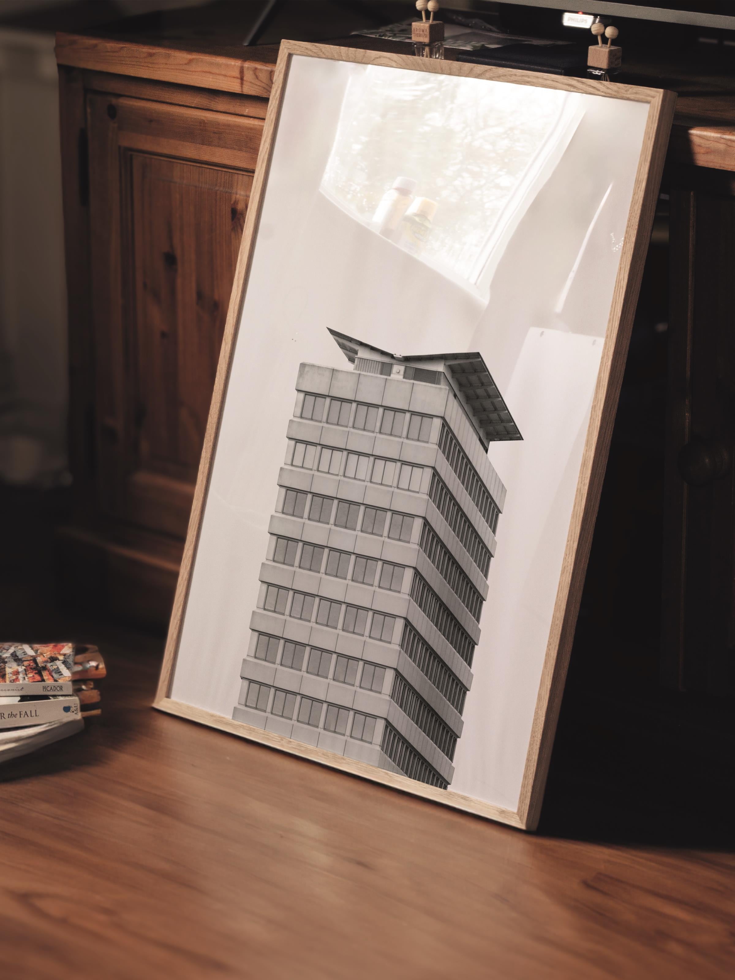 Mimari Poster, Siyah Beyaz Çerçevesiz Poster, Sanatsal Baskı NO:215 Estetik Ofis Duvar Dekoru, Dikey