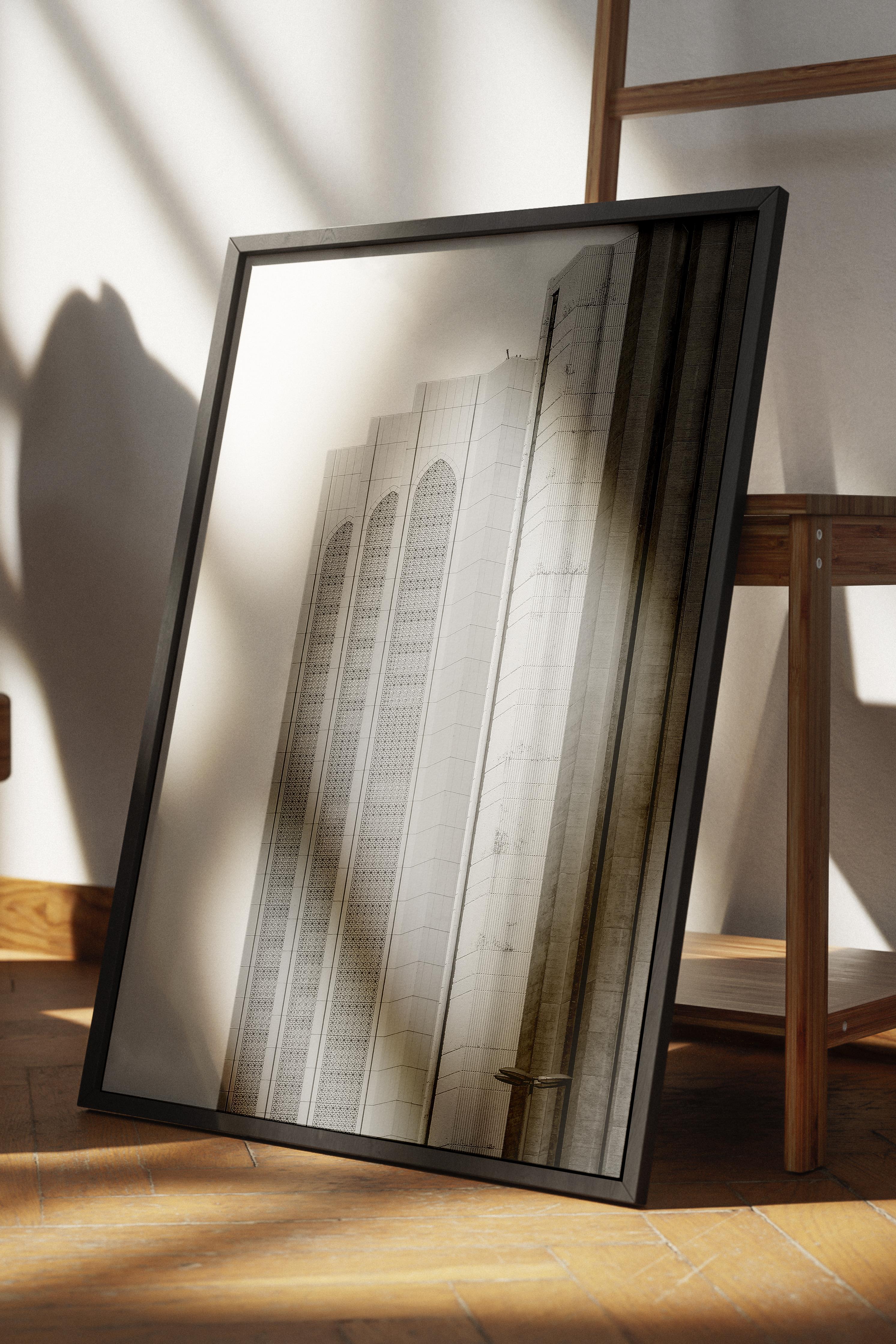 Mimari Poster, Siyah Beyaz Çerçevesiz Poster, Sanatsal Baskı NO:229 Estetik Ofis Duvar Dekoru, Dikey