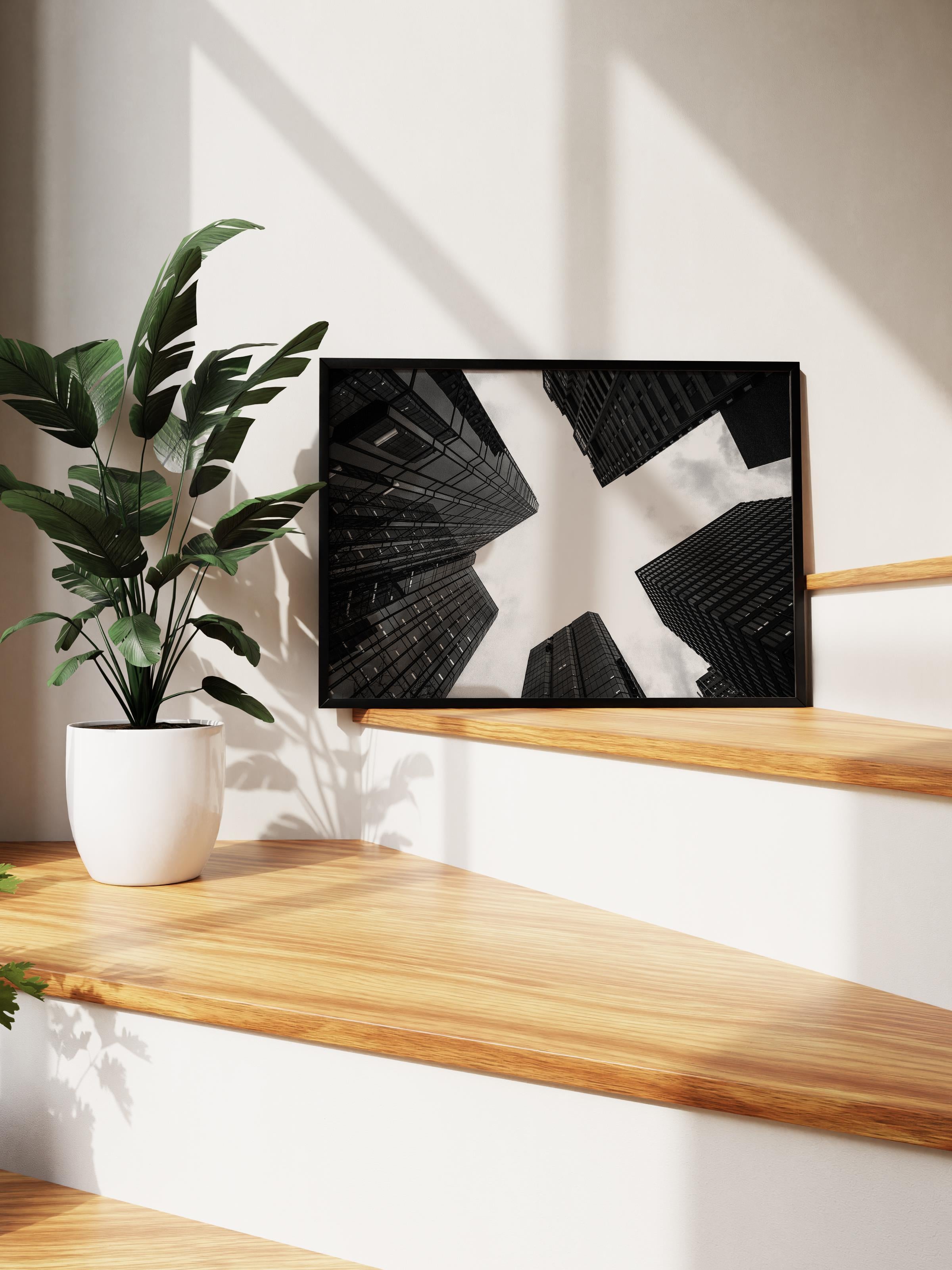 Mimari Poster, Siyah Beyaz Çerçevesiz Poster, Sanatsal Baskı NO:284 Estetik Ofis Duvar Dekoru, Yatay