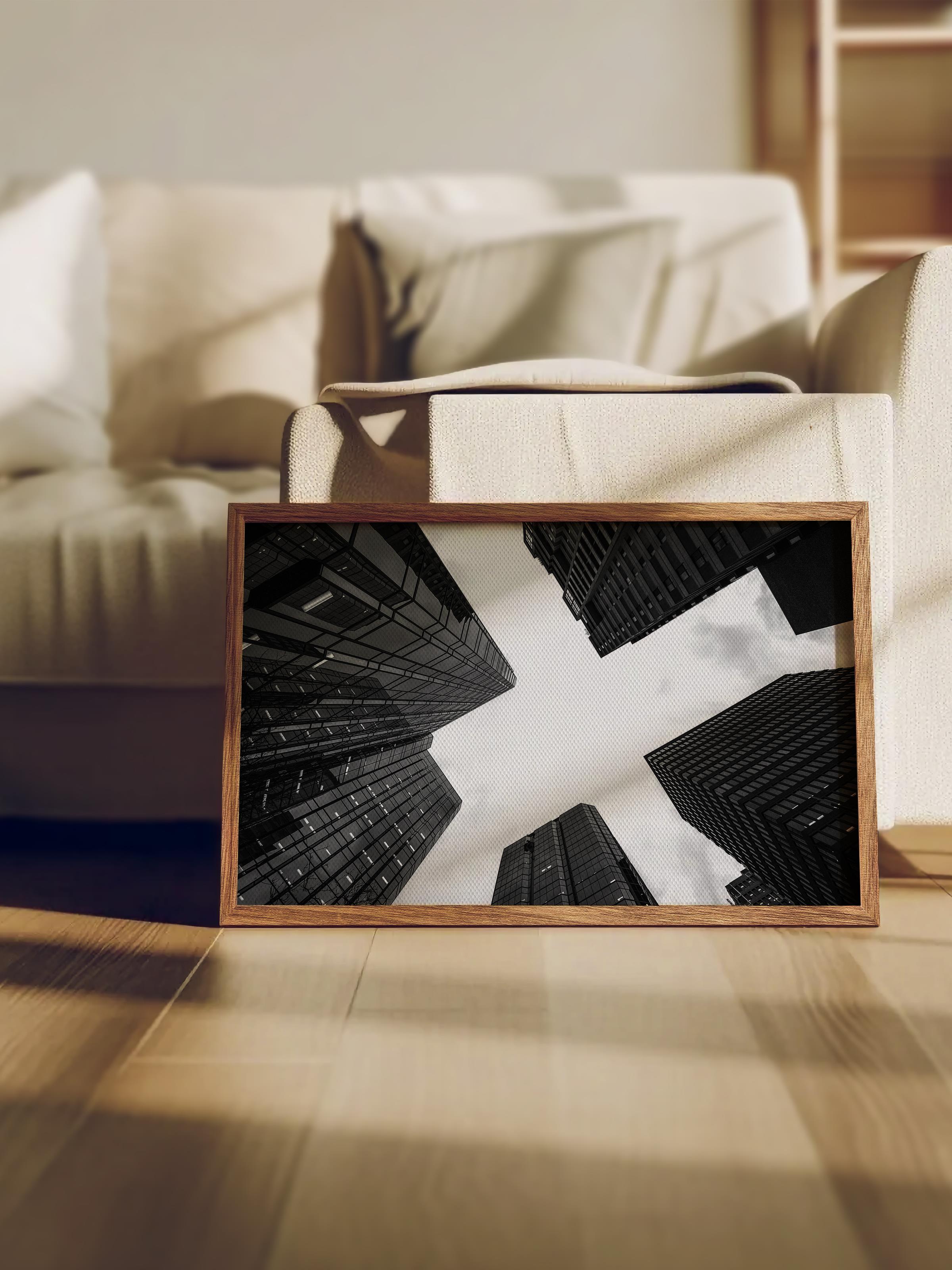 Mimari Poster, Siyah Beyaz Çerçevesiz Poster, Sanatsal Baskı NO:284 Estetik Ofis Duvar Dekoru, Yatay