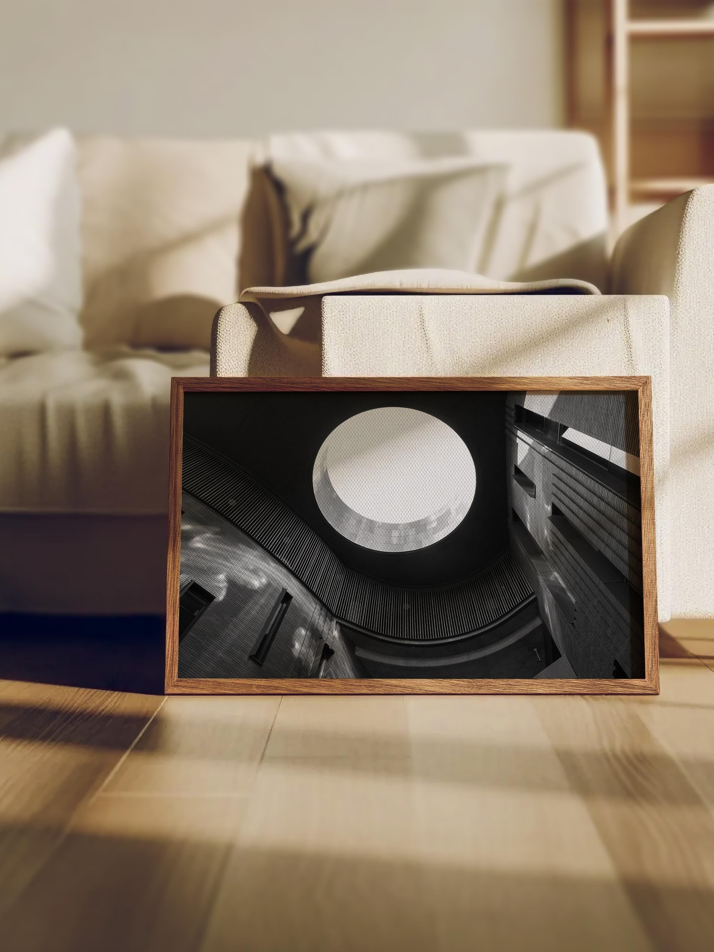 Mimari Poster, Siyah Beyaz Çerçevesiz Poster, Sanatsal Baskı NO:291 Estetik Ofis Duvar Dekoru, Yatay