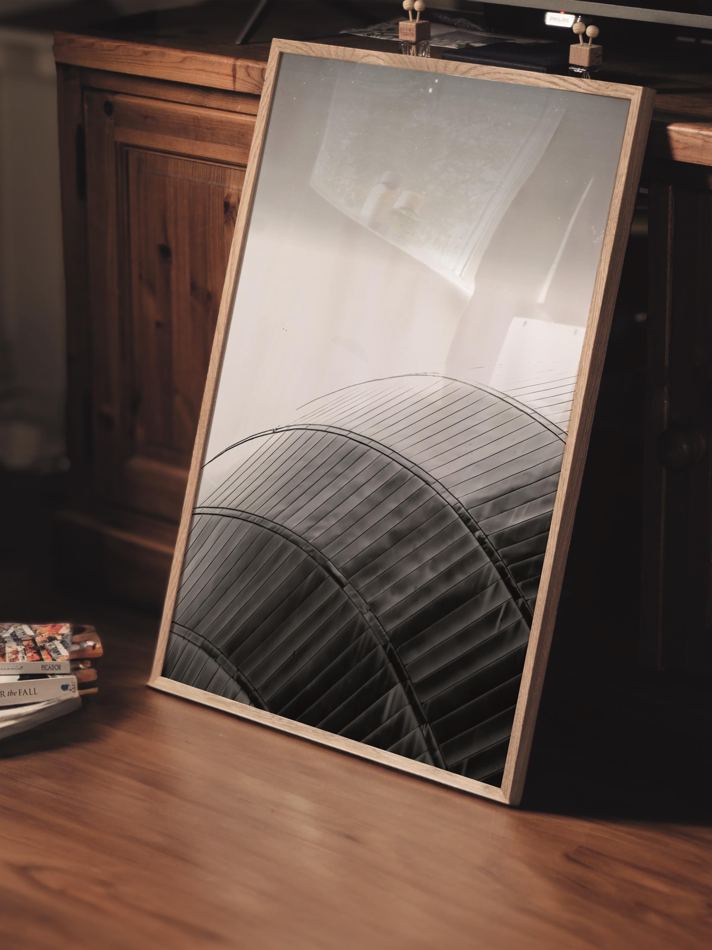 Mimari Poster, Siyah Beyaz Çerçevesiz Poster, Sanatsal Baskı NO:3 Estetik Ofis Duvar Dekoru, Dikey