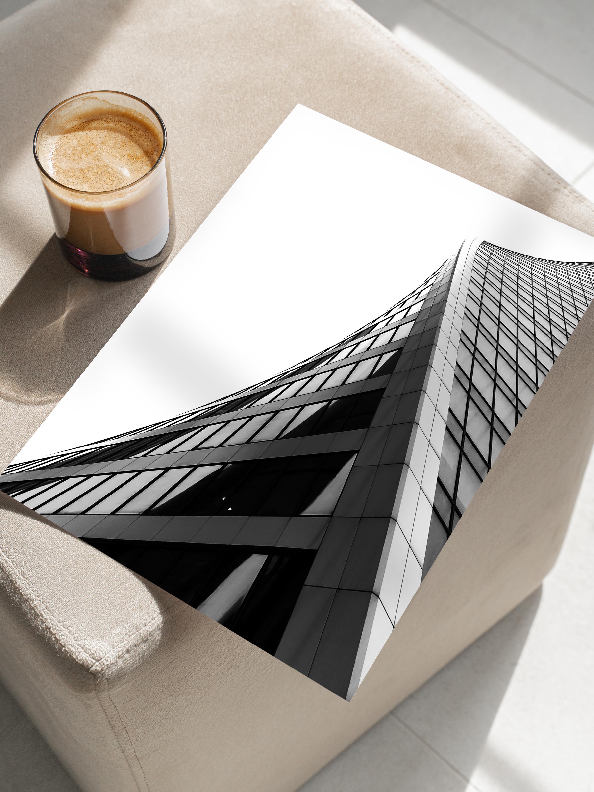 Mimari Poster, Siyah Beyaz Çerçevesiz Poster, Sanatsal Baskı NO:30 Estetik Ofis Duvar Dekoru, Dikey