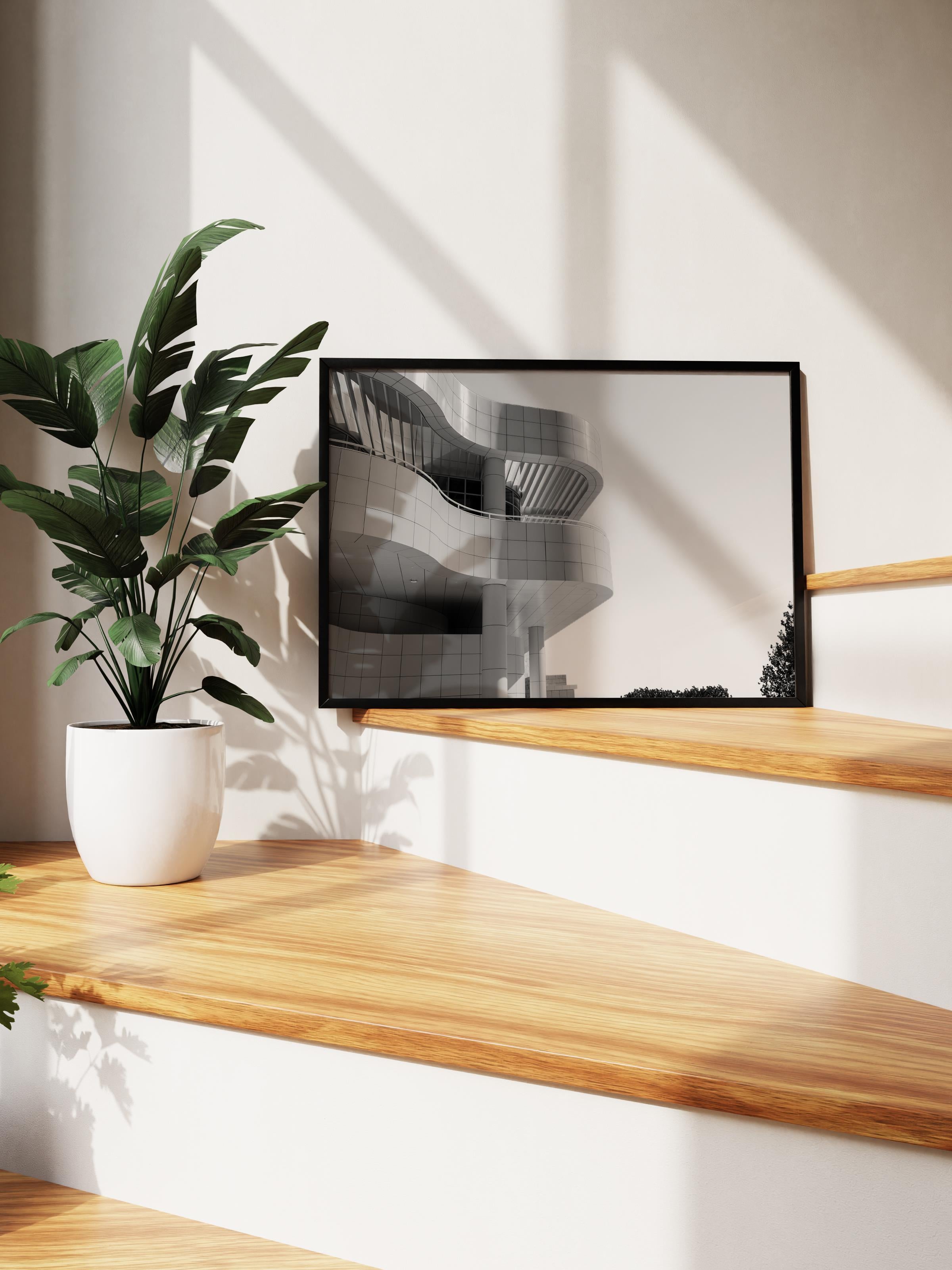 Mimari Poster, Siyah Beyaz Çerçevesiz Poster, Sanatsal Baskı NO:302 Estetik Ofis Duvar Dekoru, Yatay