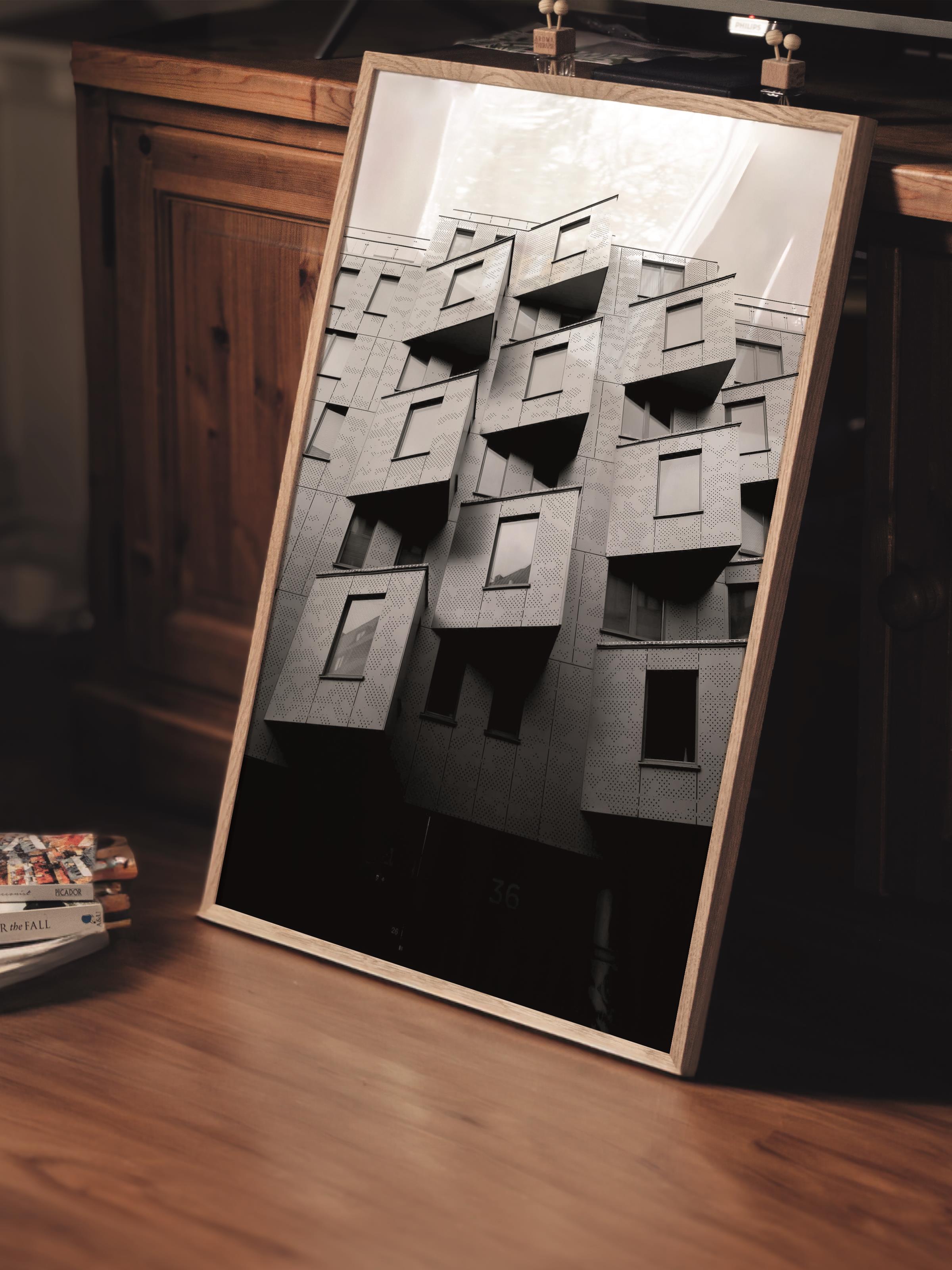 Mimari Poster, Siyah Beyaz Çerçevesiz Poster, Sanatsal Baskı NO:31 Estetik Ofis Duvar Dekoru, Dikey