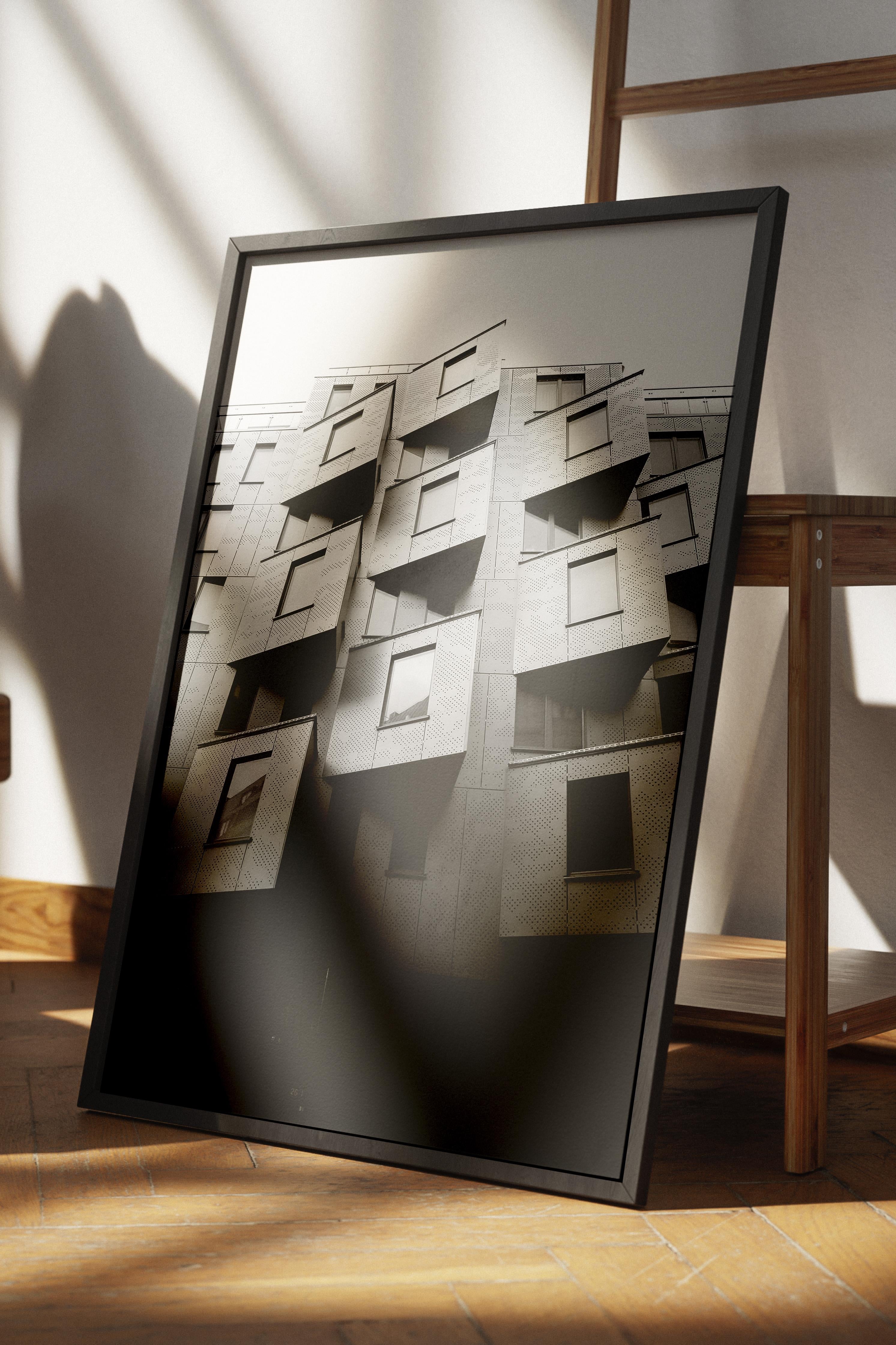 Mimari Poster, Siyah Beyaz Çerçevesiz Poster, Sanatsal Baskı NO:31 Estetik Ofis Duvar Dekoru, Dikey